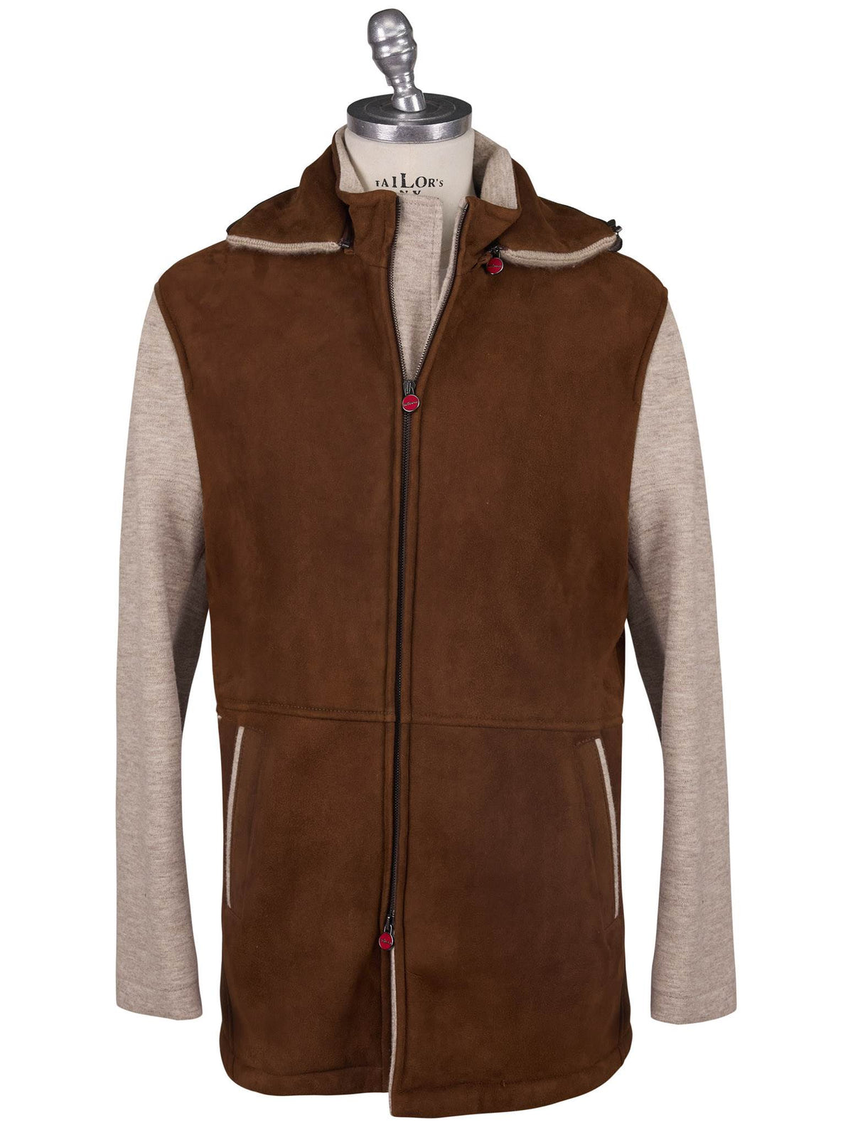Kiton Kiton Brown Beige Sheepskin Cashmere Coat Brown / Beige 000