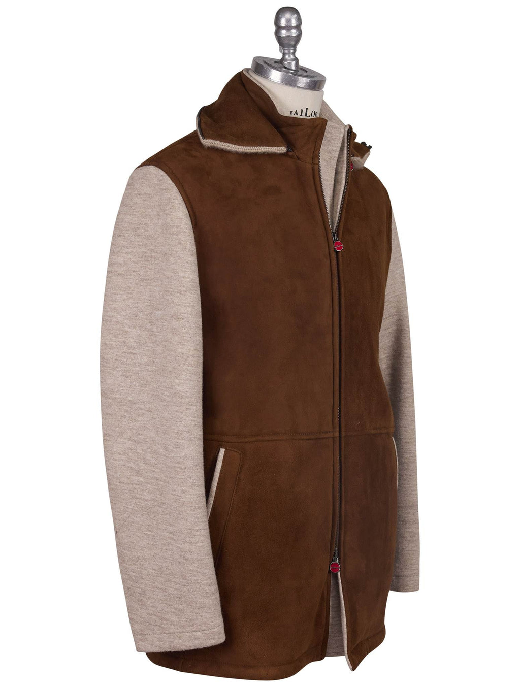 Kiton Kiton Brown Beige Sheepskin Cashmere Coat Brown / Beige 001
