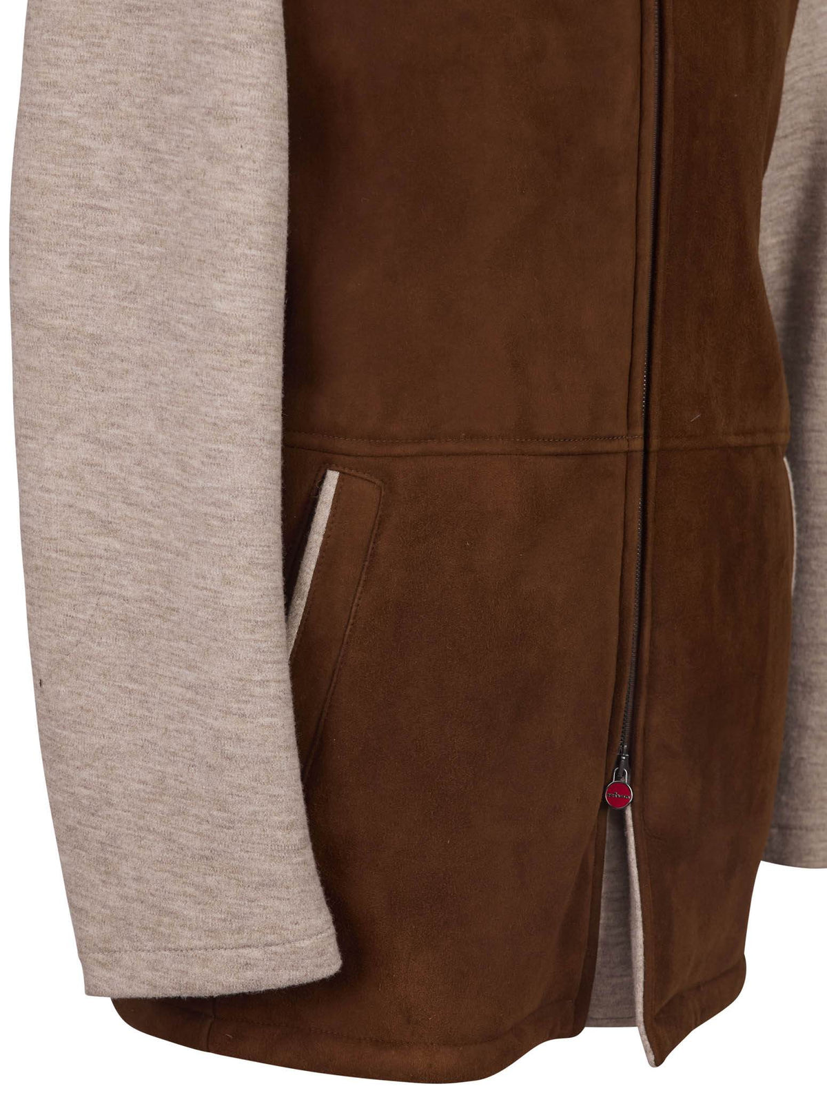 Kiton Brown Beige Sheepskin Cashmere Coat