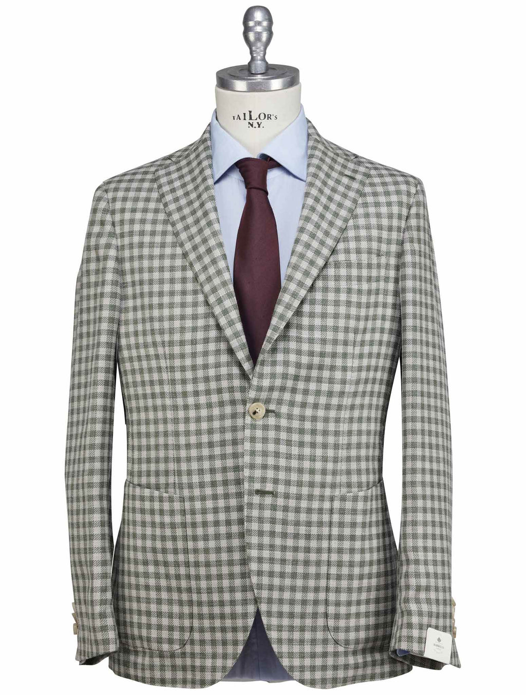 Luigi Borrelli Gray Green Wool Silk Linen Blazer