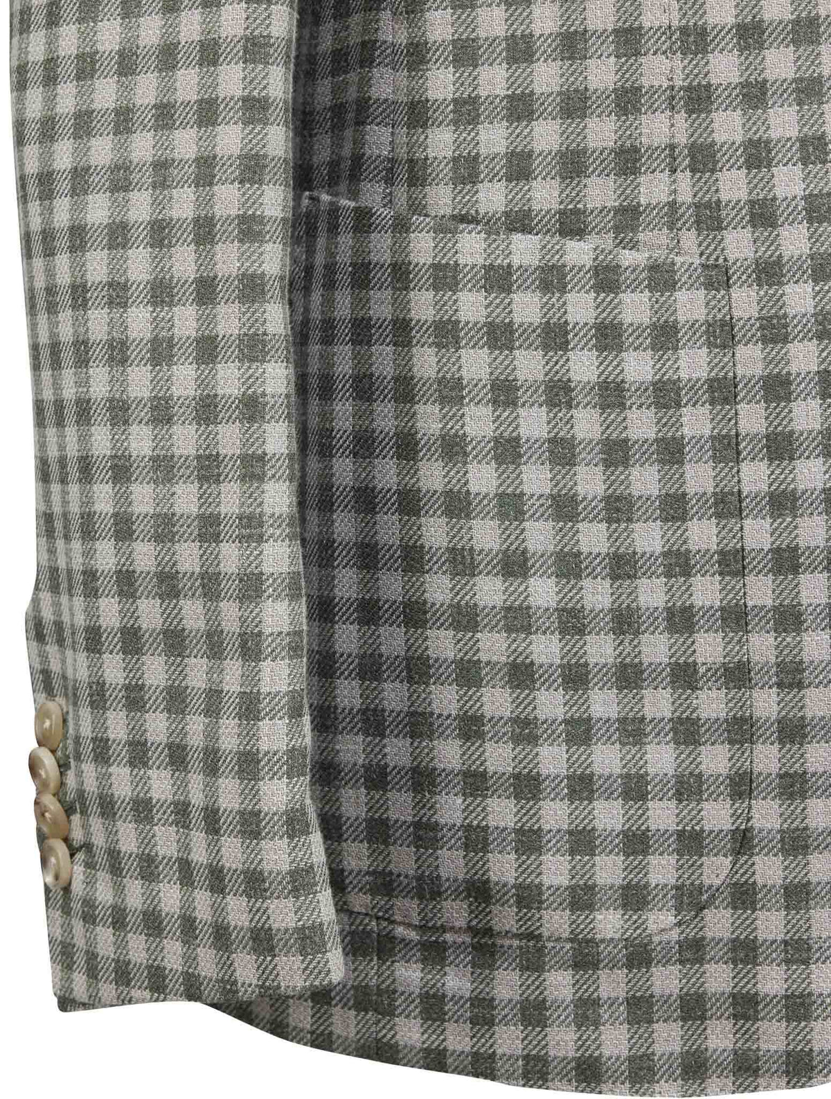Luigi Borrelli Gray Green Wool Silk Linen Blazer