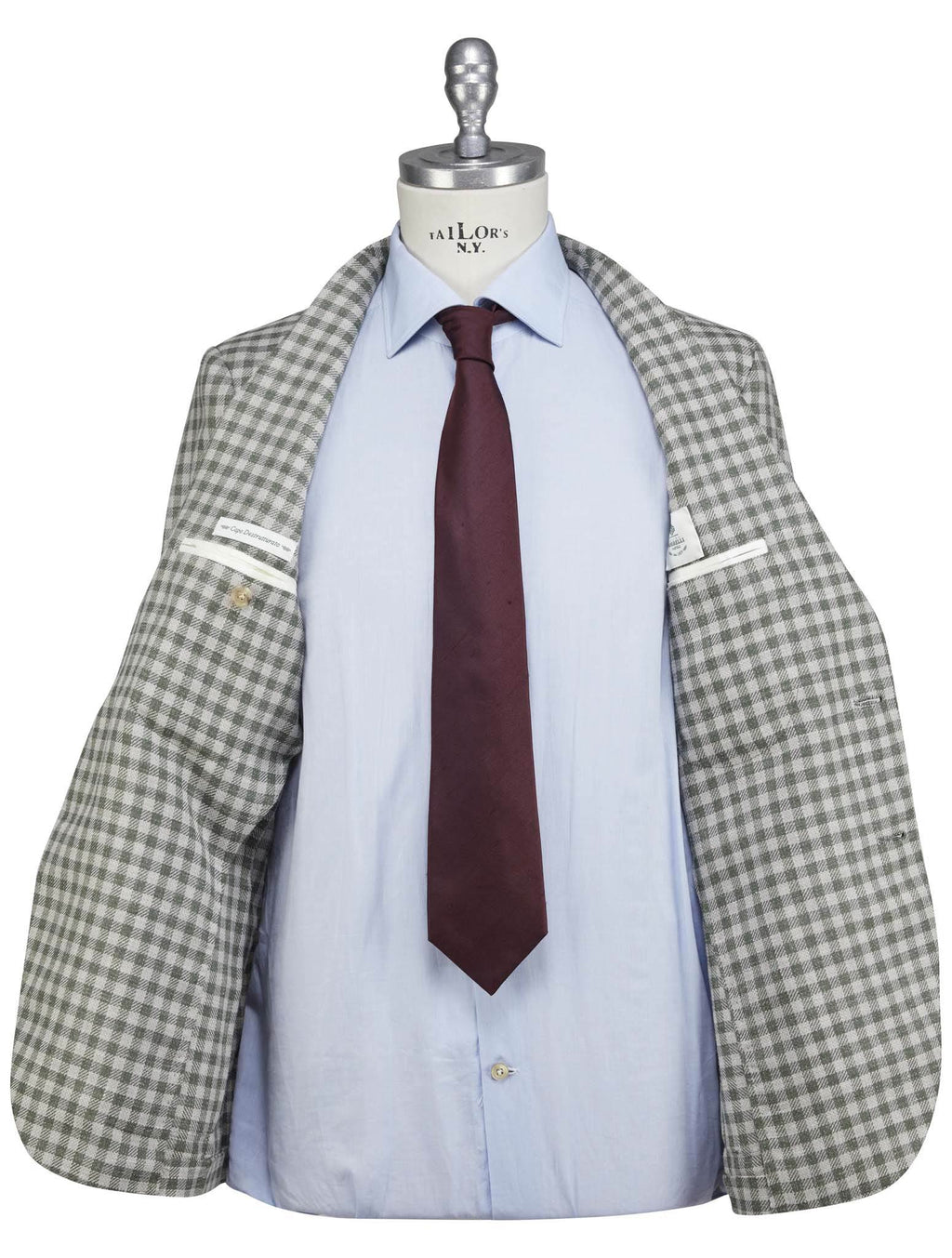 Luigi Borrelli Gray Green Wool Silk Linen Blazer