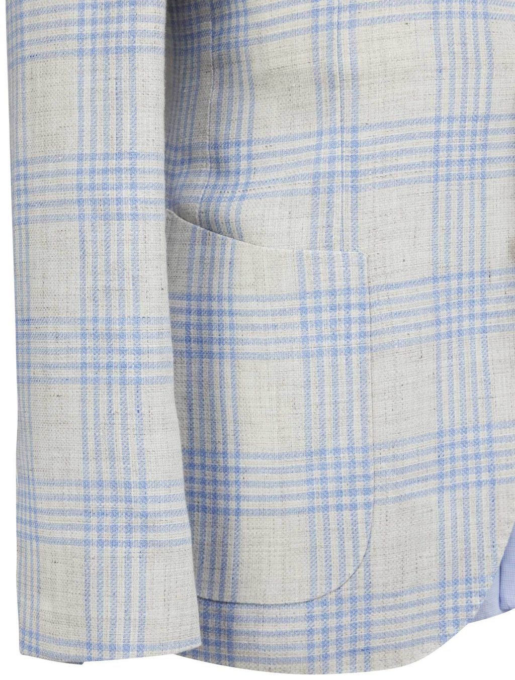 Luigi Borrelli Beige Light Blue Linen Virgin Wool Blazer