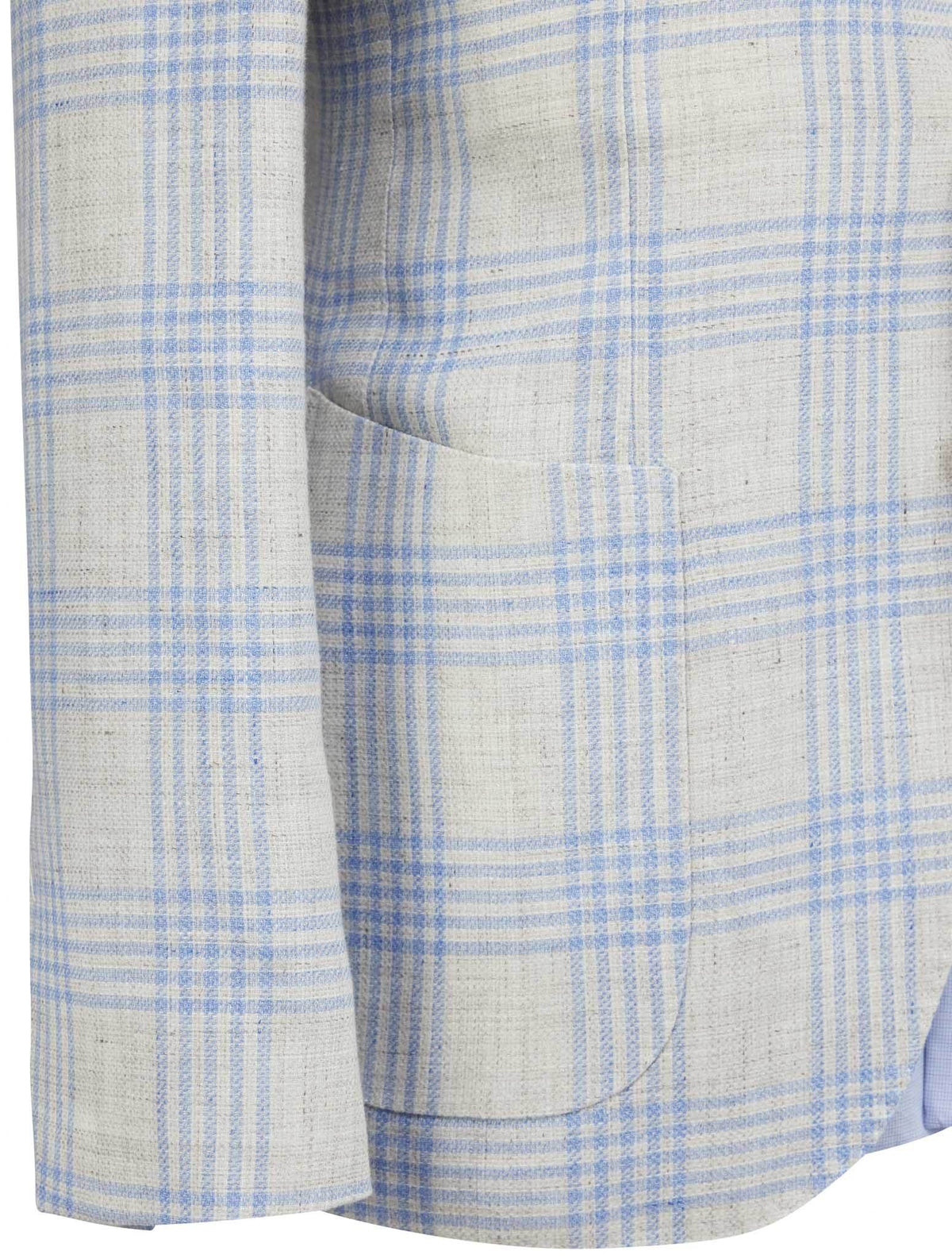 Luigi Borrelli Beige Light Blue Linen Virgin Wool Blazer