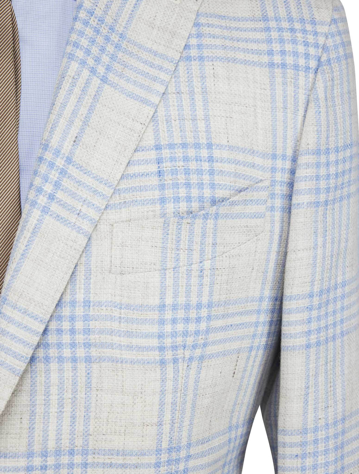 Luigi Borrelli Beige Light Blue Linen Virgin Wool Blazer