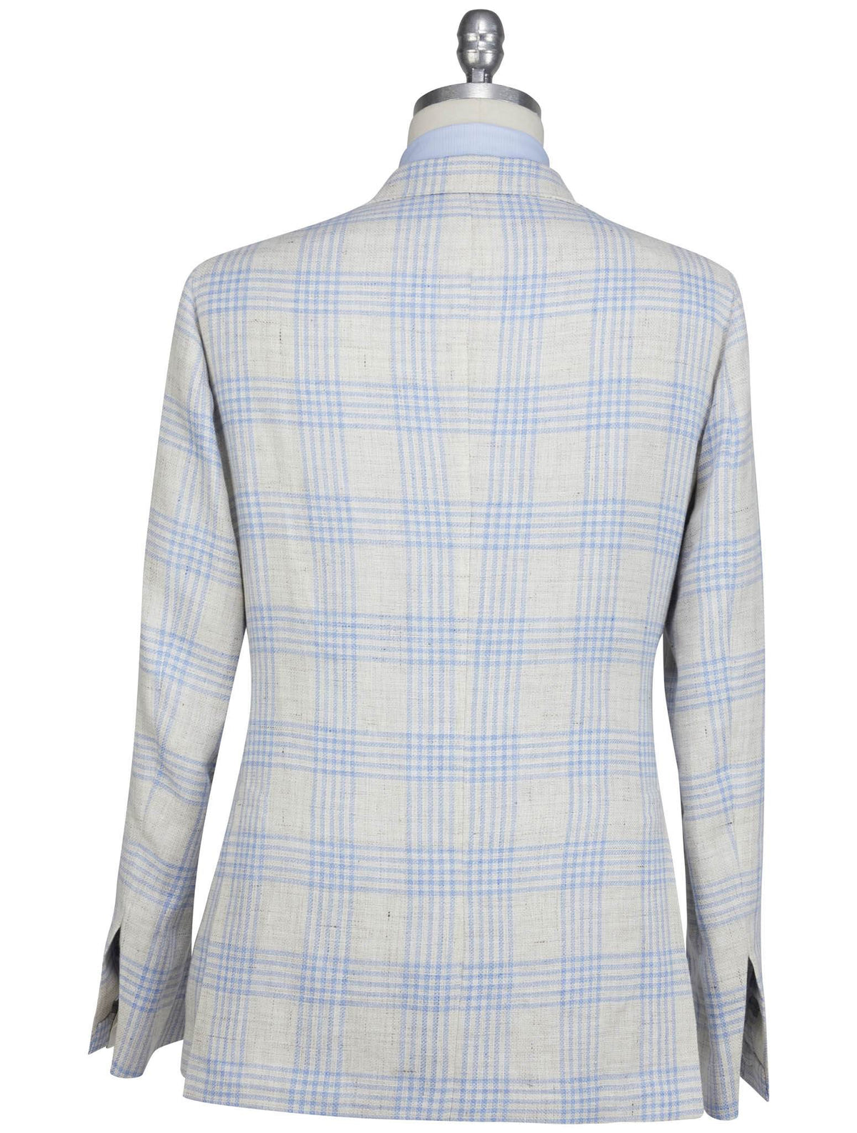 Luigi Borrelli Beige Light Blue Linen Virgin Wool Blazer