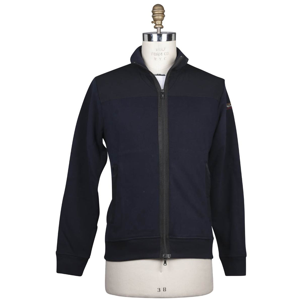 PAUL&SHARK Blue Cotton Sweater Full Zip