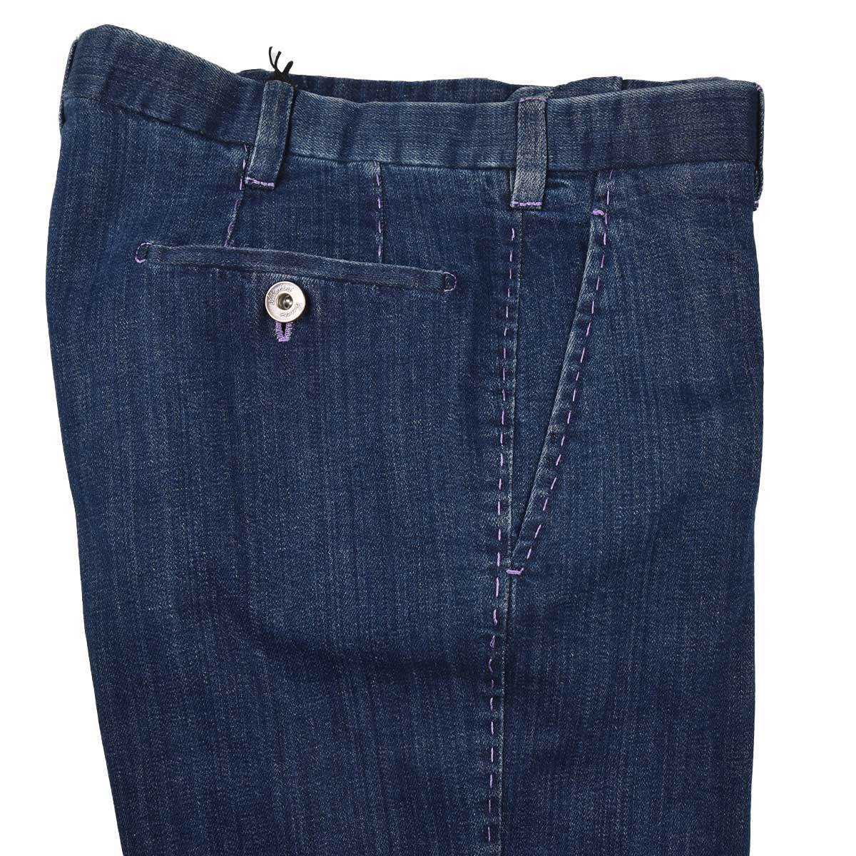 Cesare Attolini Cotton Elastan Blue Pants