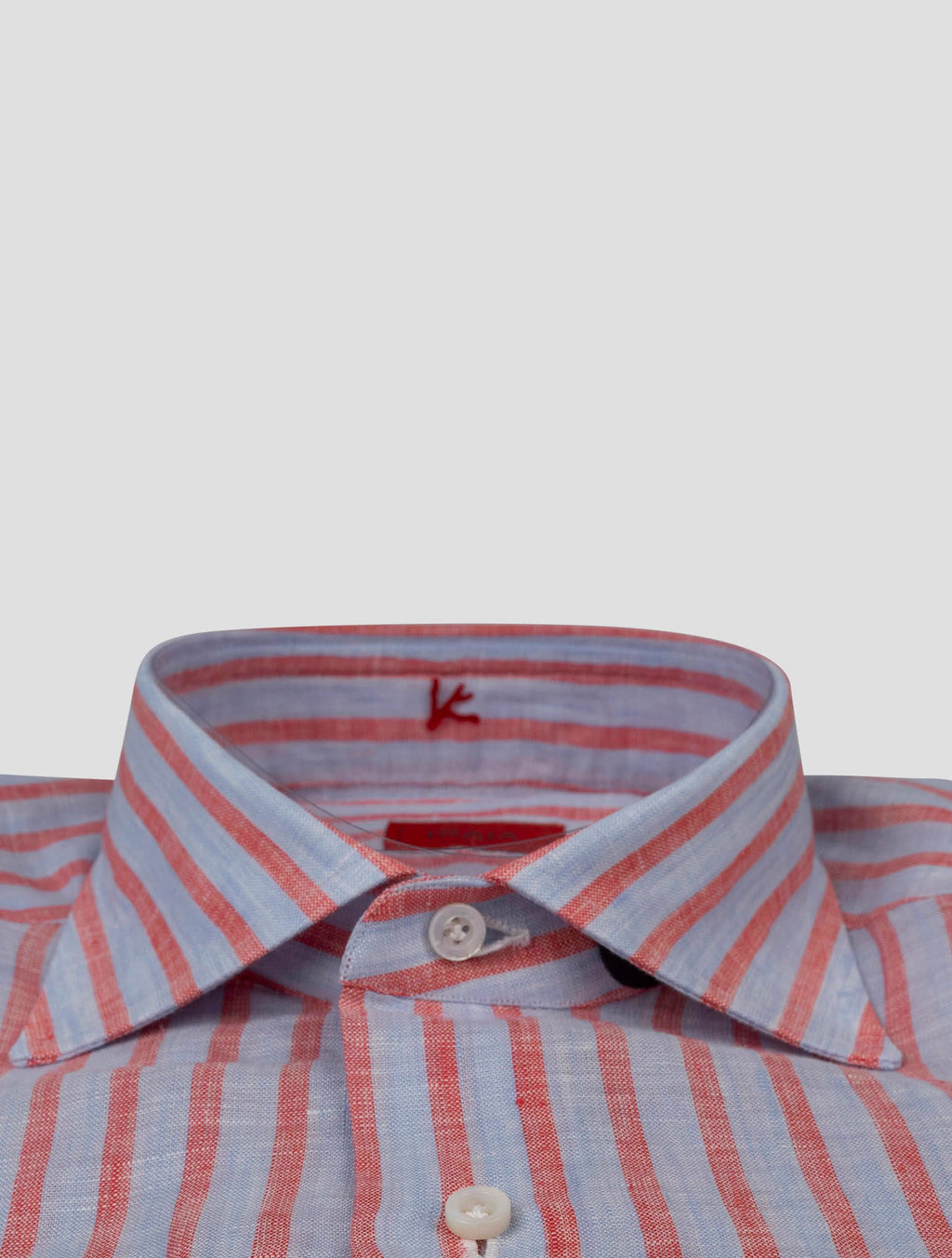 Isaia Isaia Light Blue Red Linen shirt Light Blue / Red 001