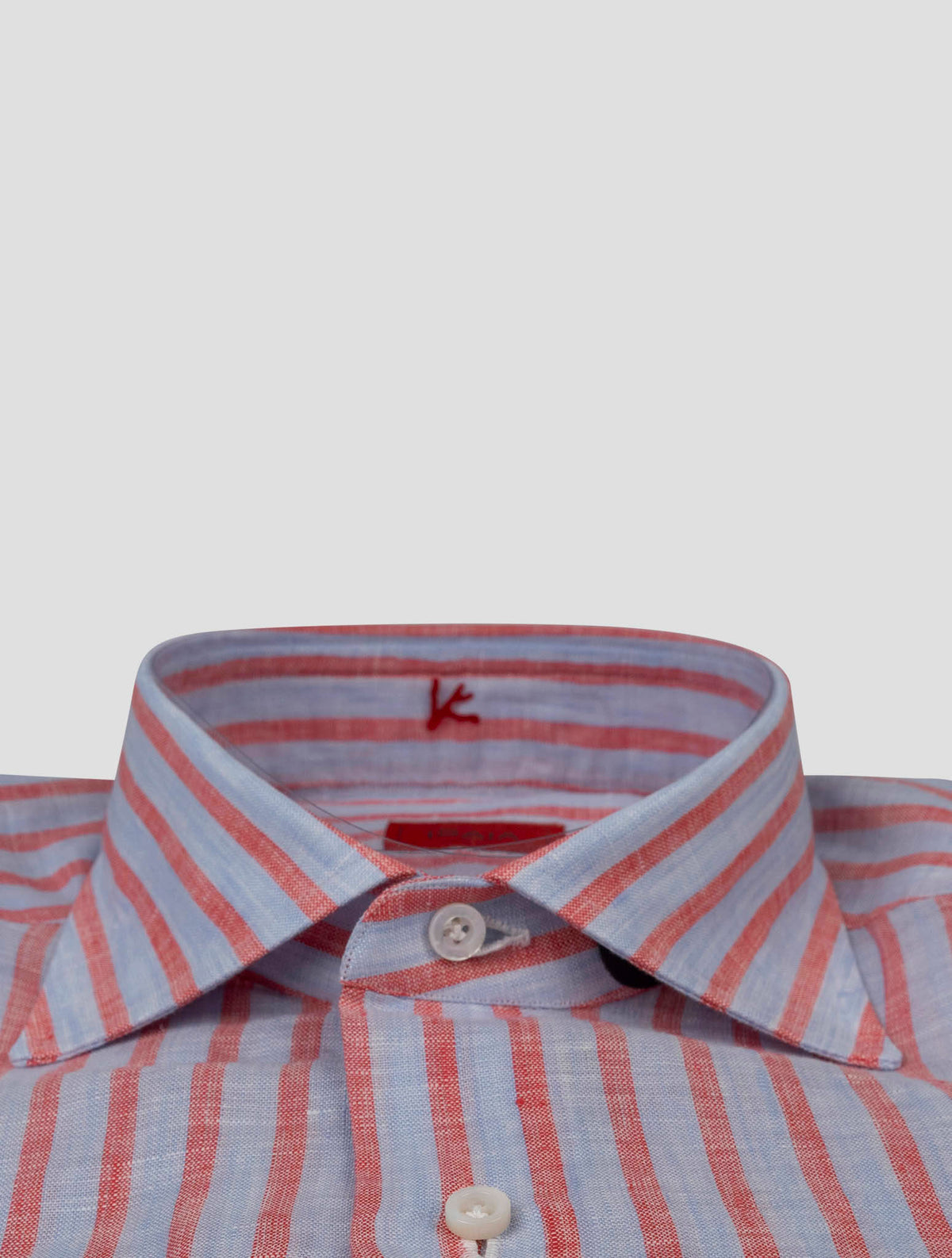 Isaia Isaia Light Blue Red Linen shirt Light Blue / Red 001