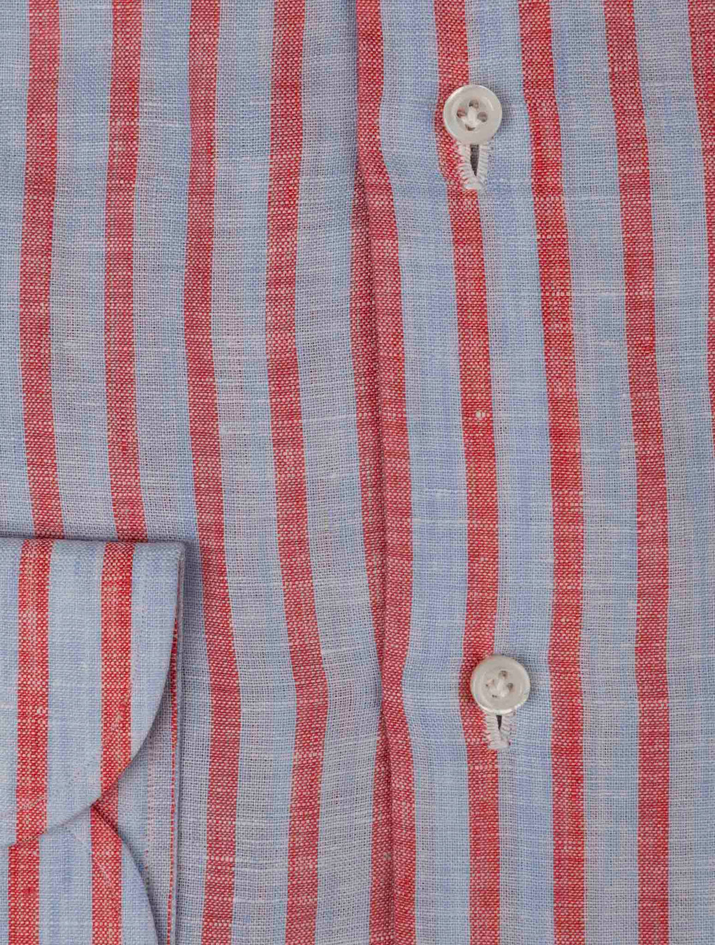 Isaia Light Blue Red Linen shirt