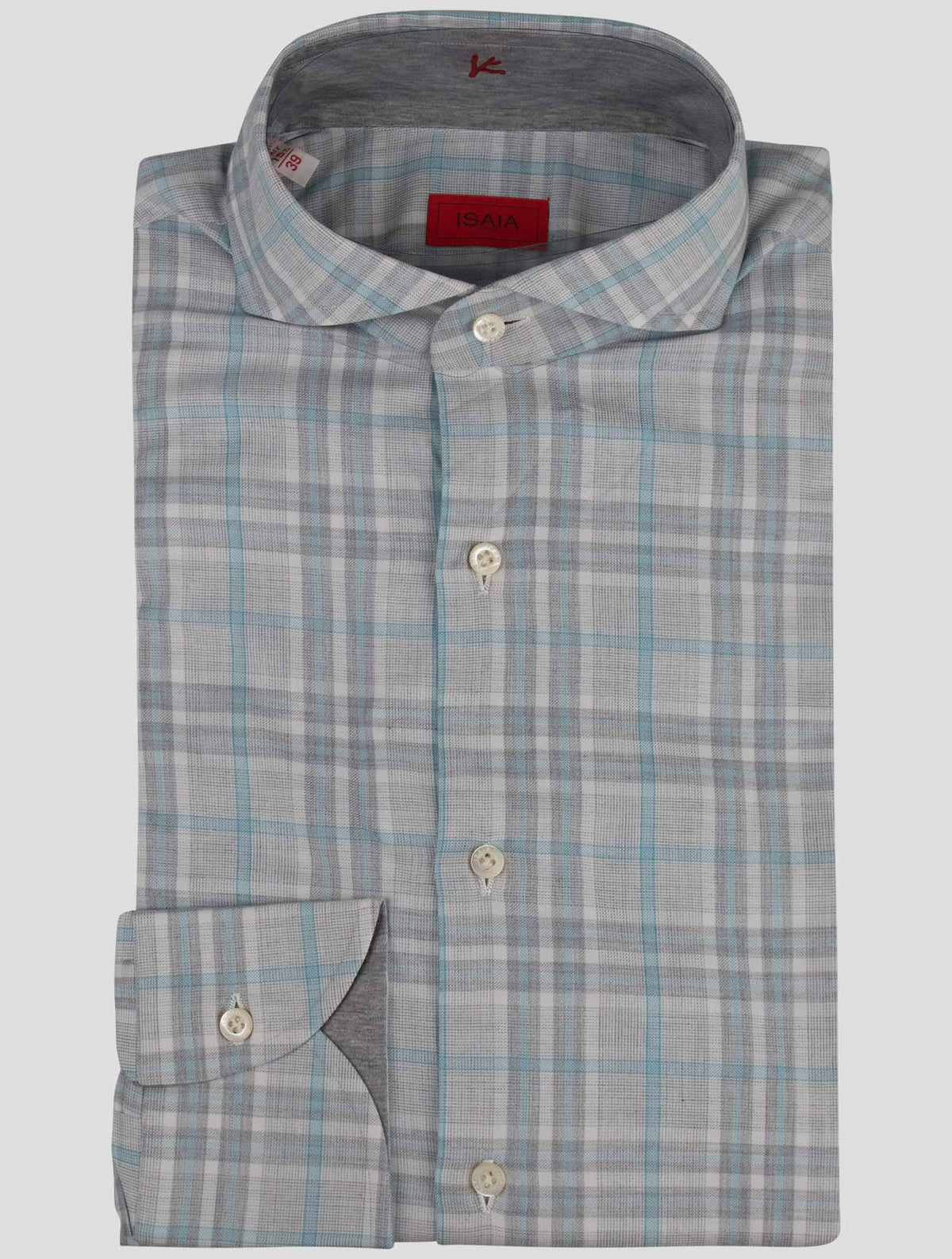 Isaia Isaia Light Blue Gray Cotton Shirt Light Blue / Gray 000