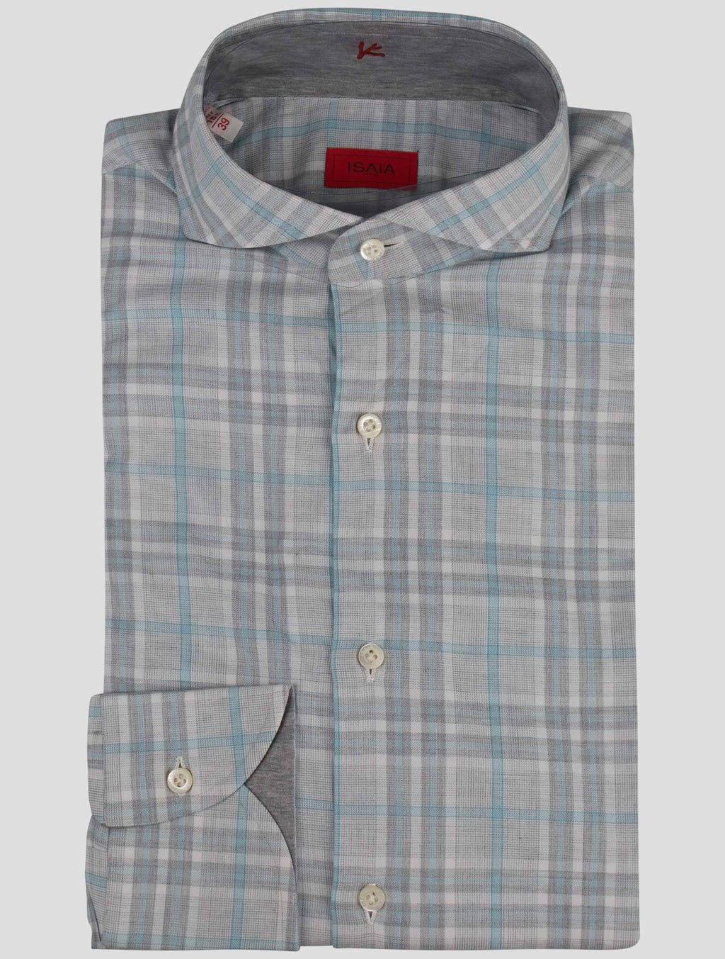 Isaia Light Blue Gray Cotton Shirt