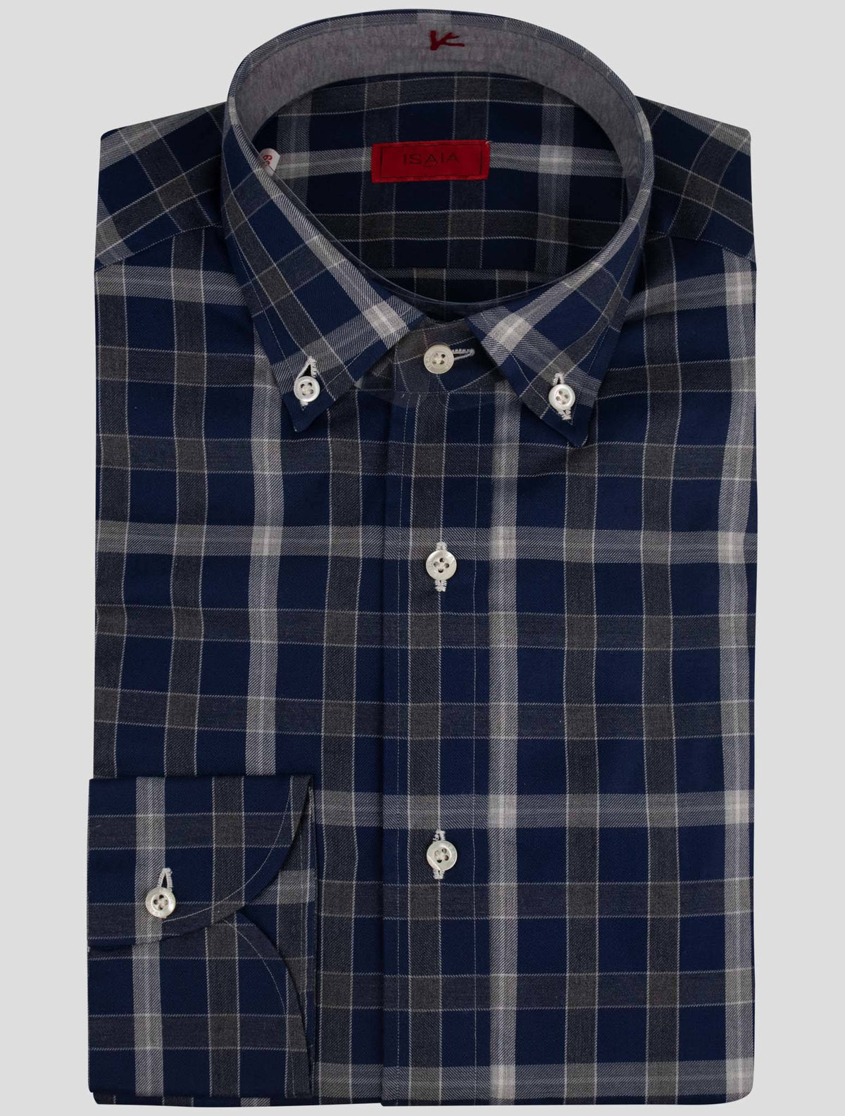 Isaia Blue Gray Cotton Shirt