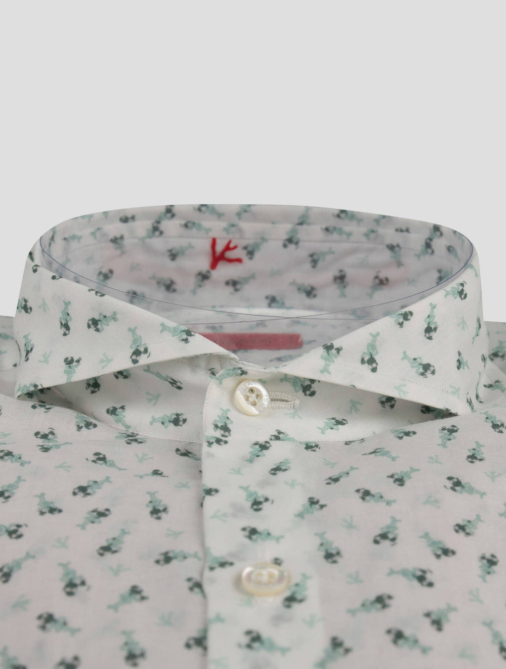 Isaia Isaia Green White Cotton Shirt Green / White 001
