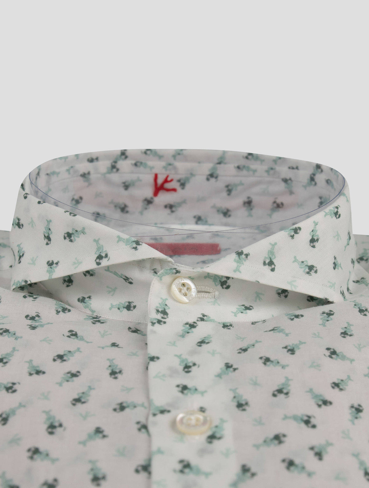 Isaia Isaia Green White Cotton Shirt Green / White 001
