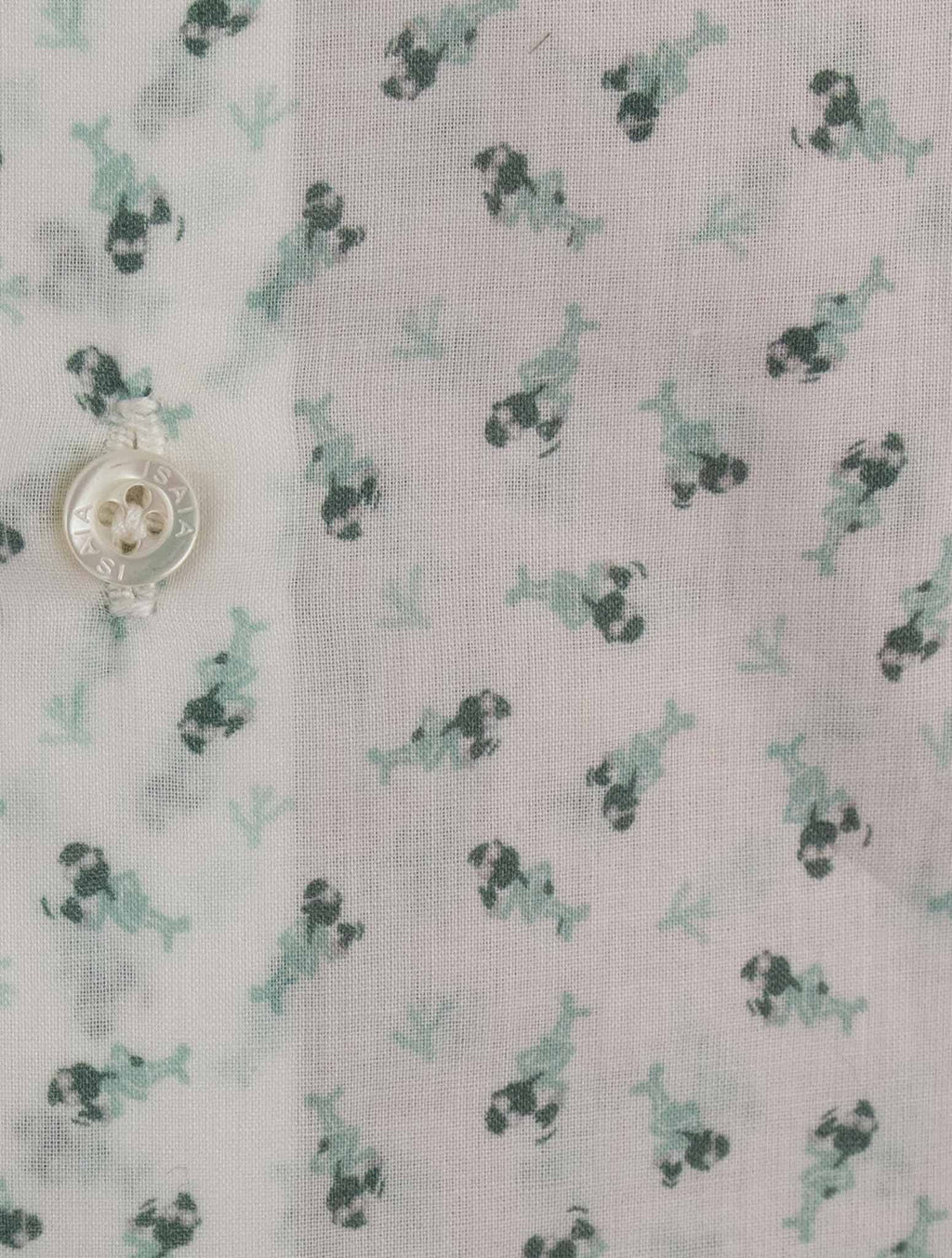 Isaia Green White Cotton Shirt