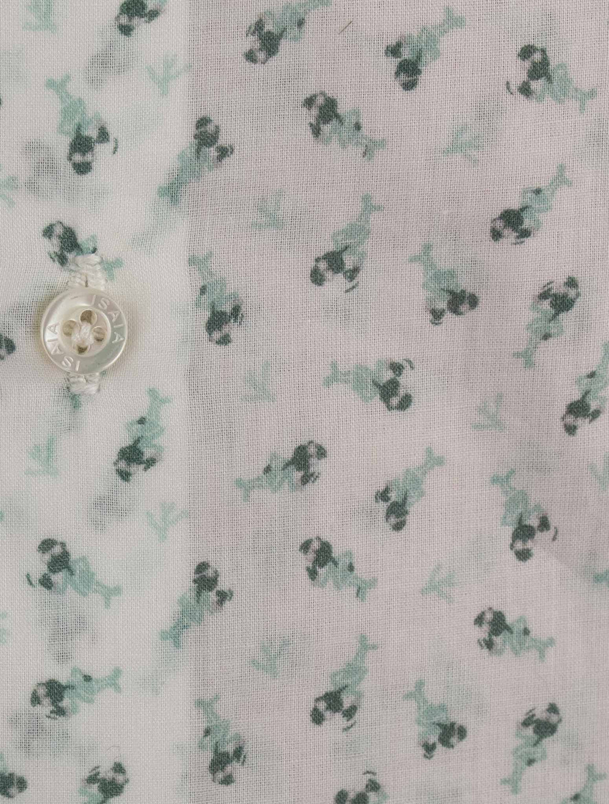 Isaia Green White Cotton Shirt