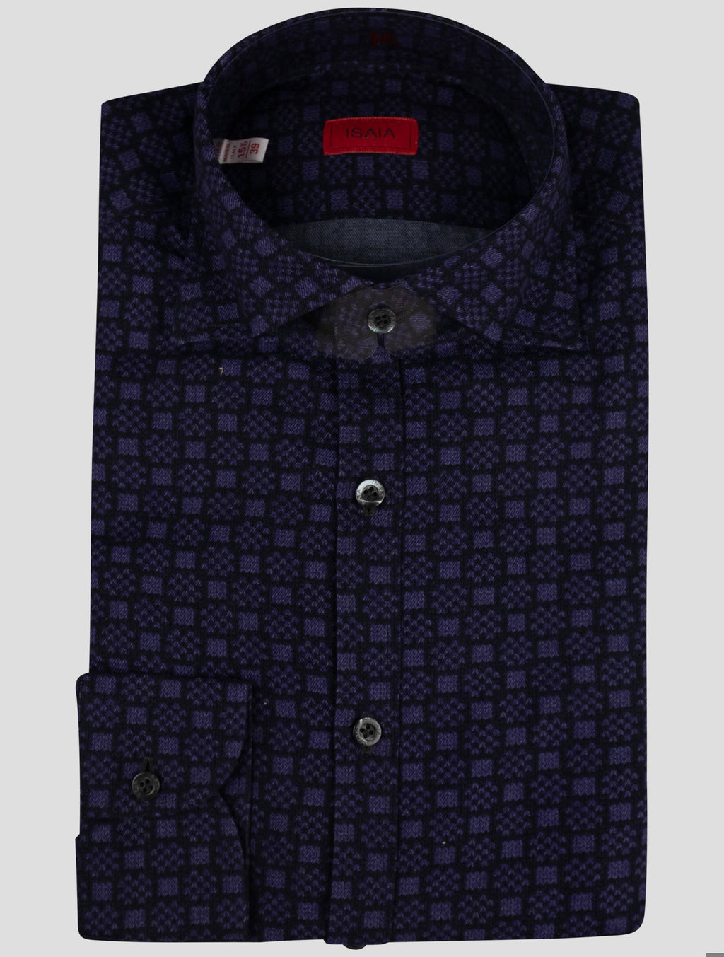 Isaia Purple Black Cotton Shirt