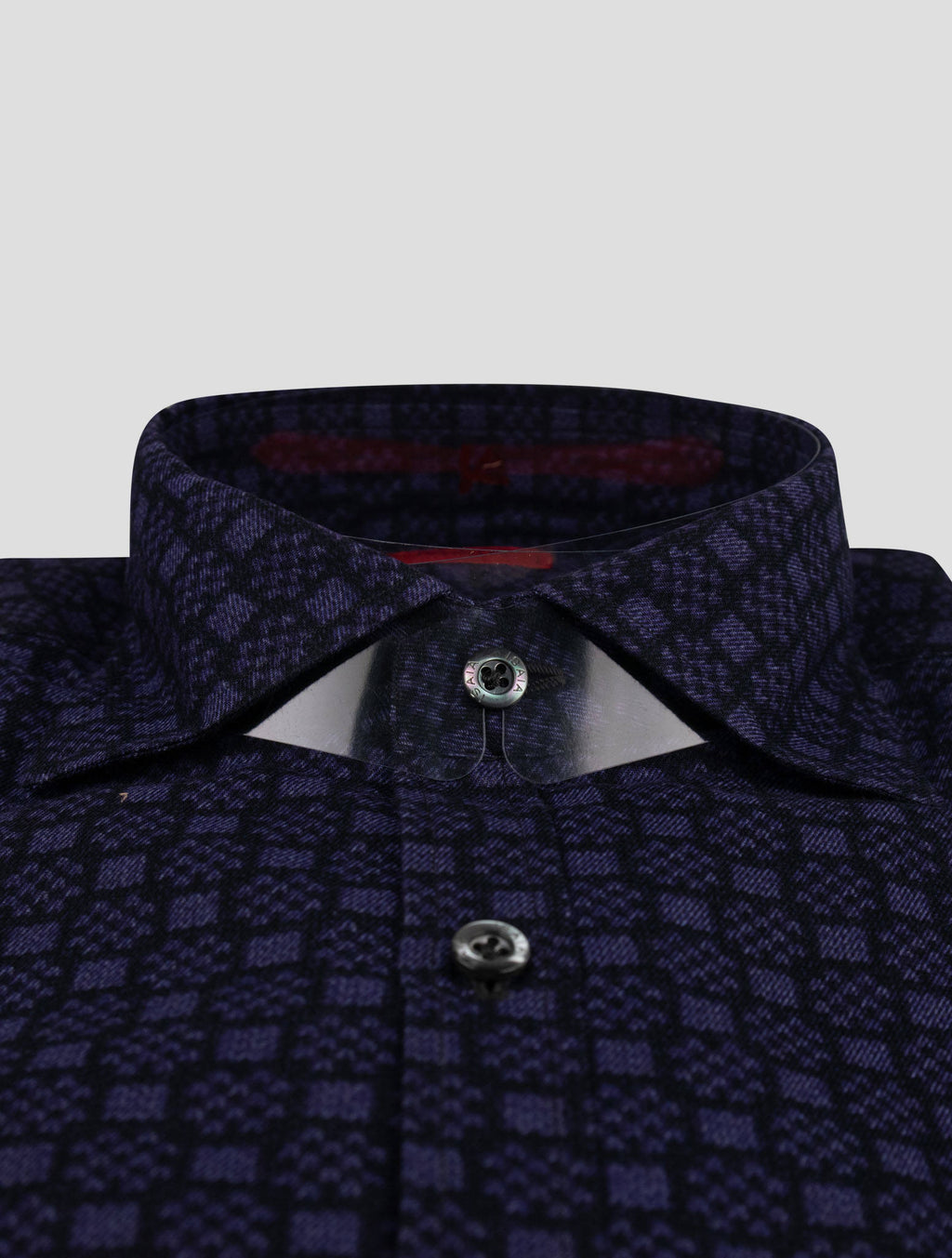 Isaia Isaia Purple Black Cotton Shirt Purple / Black 001