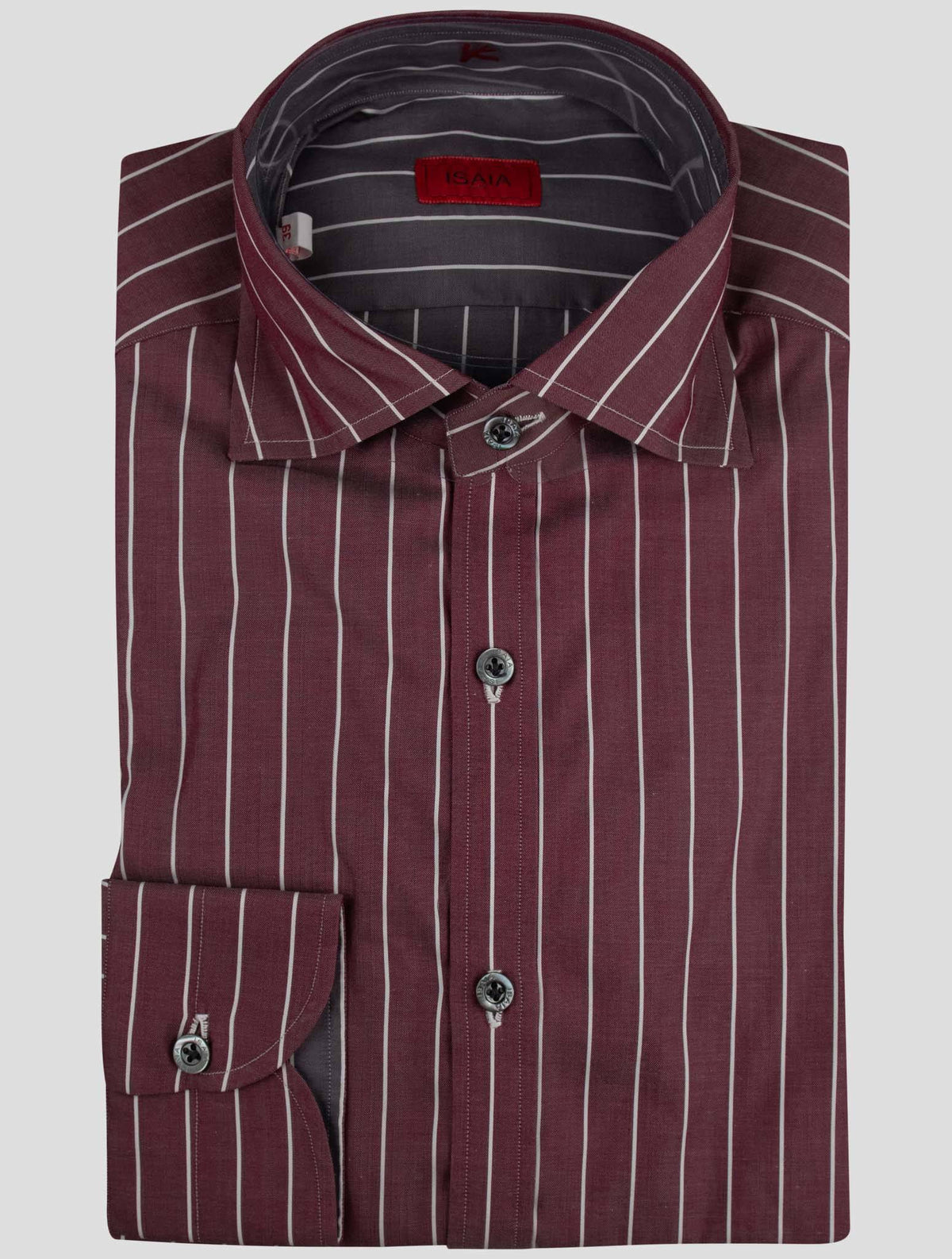 Isaia Burgundy White Cotton Shirt