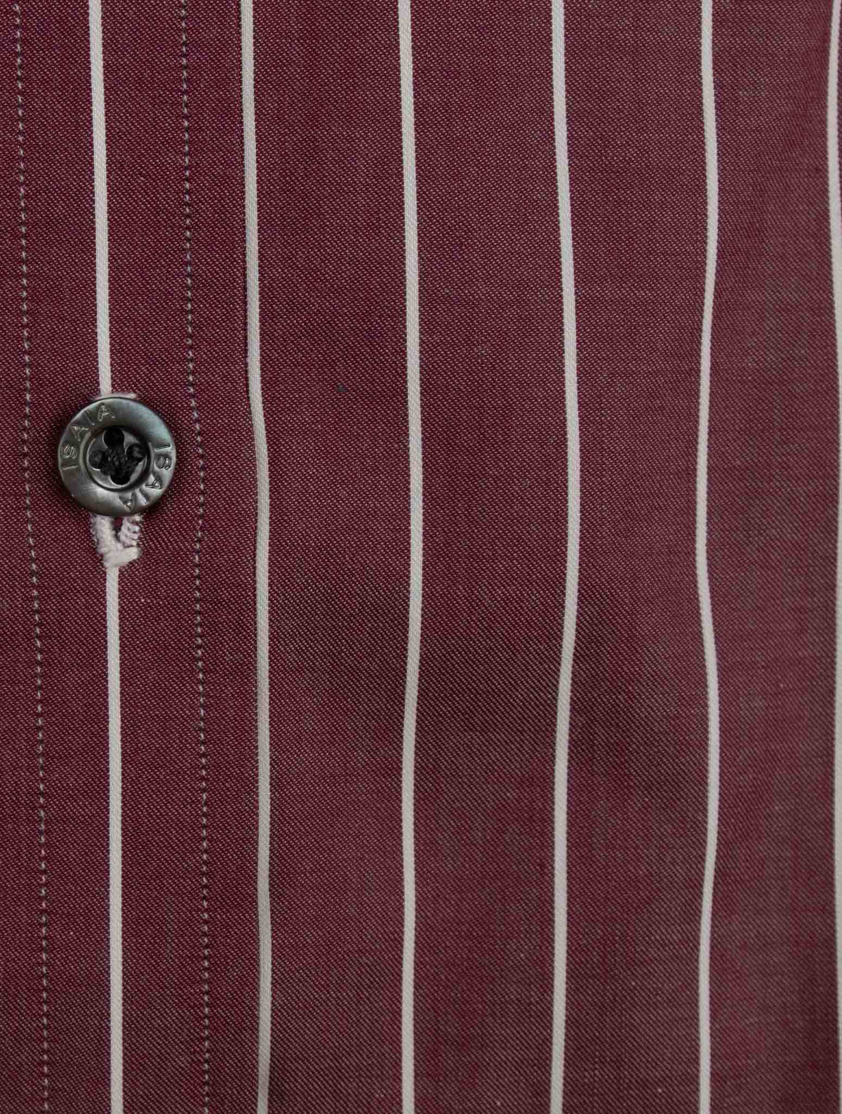 Isaia Burgundy White Cotton Shirt
