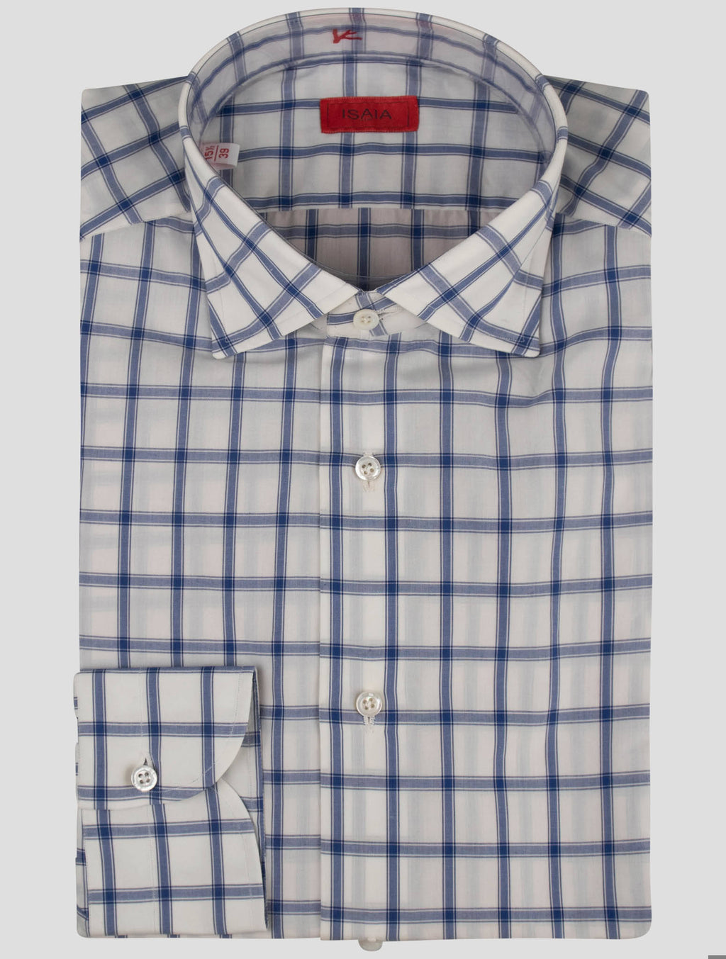 Isaia Blue White Cotton Shirt