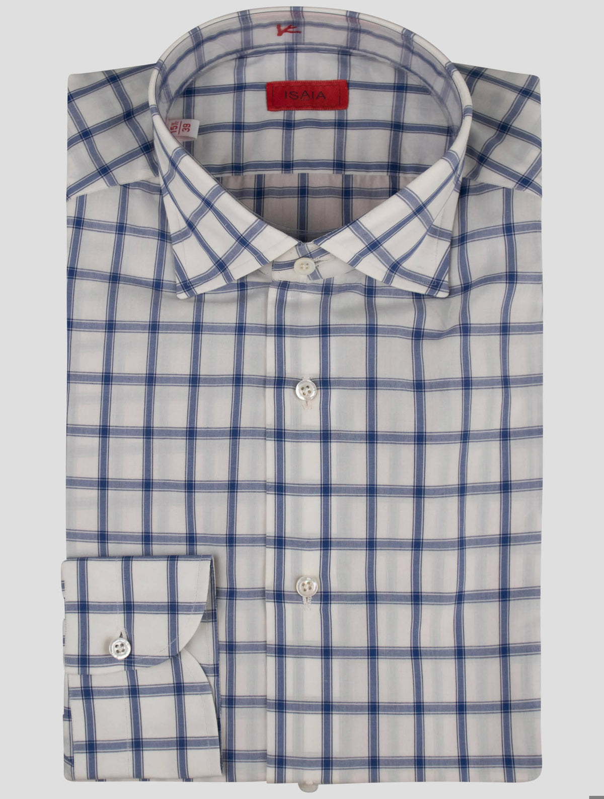 Isaia Blue White Cotton Shirt