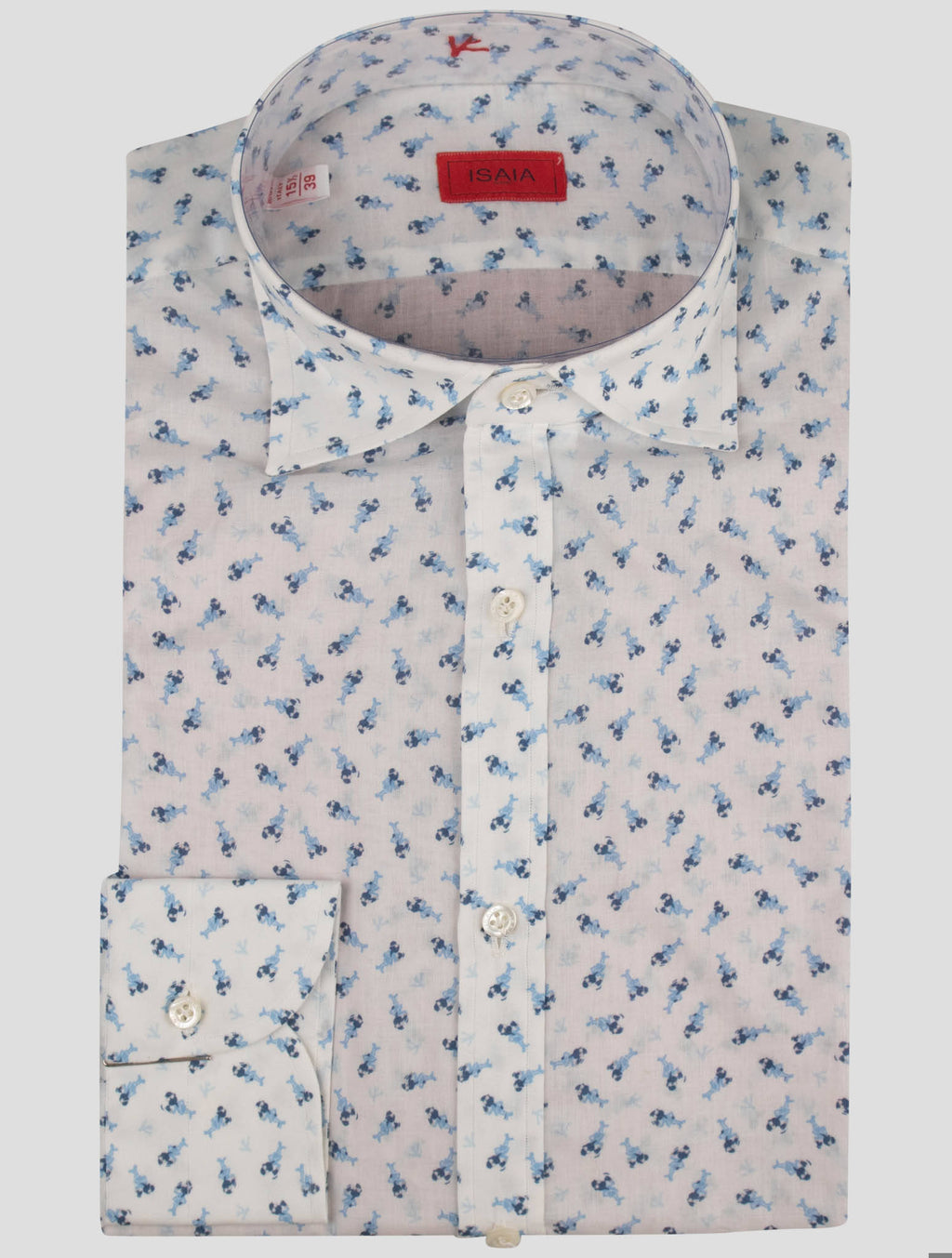 Isaia Light Blue White Cotton Shirt