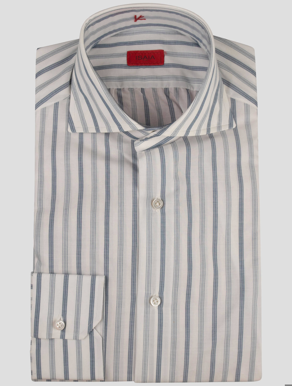Isaia Light Blue White Cotton Shirt