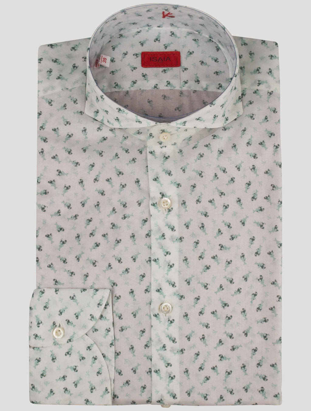 Isaia Isaia Green White Cotton shirt Green / White 000