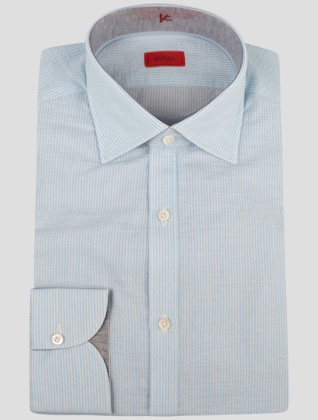 Isaia Light Blue White Cotton Shirt