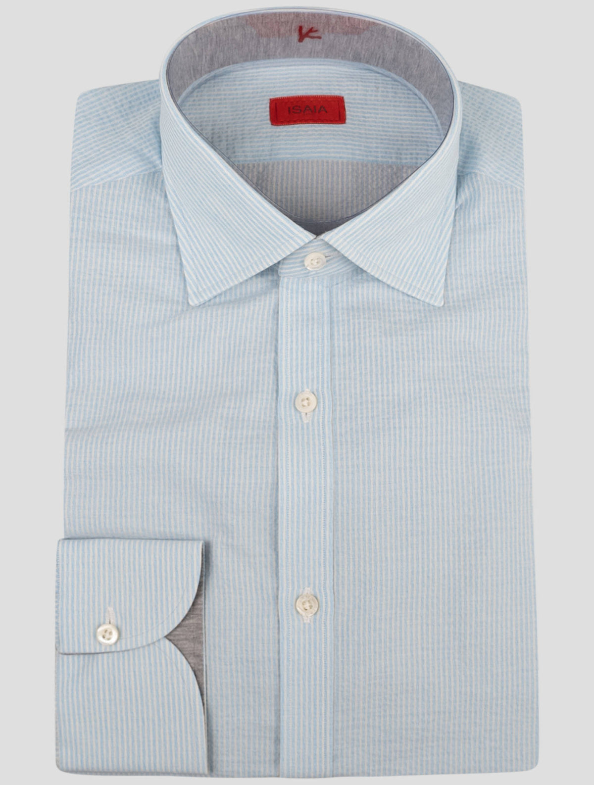 Isaia Light Blue White Cotton Shirt