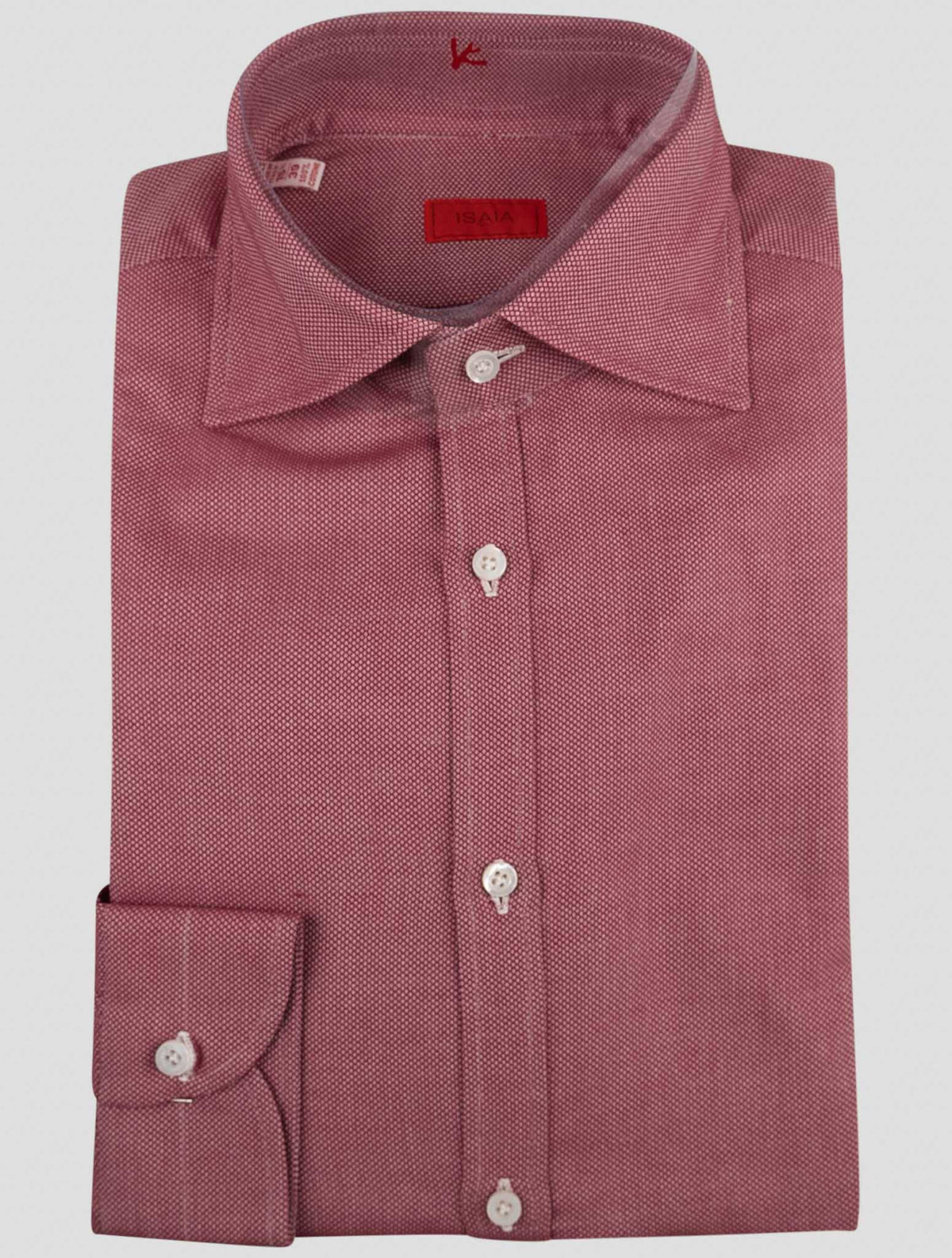 Isaia Burgundy Cotton Shirt