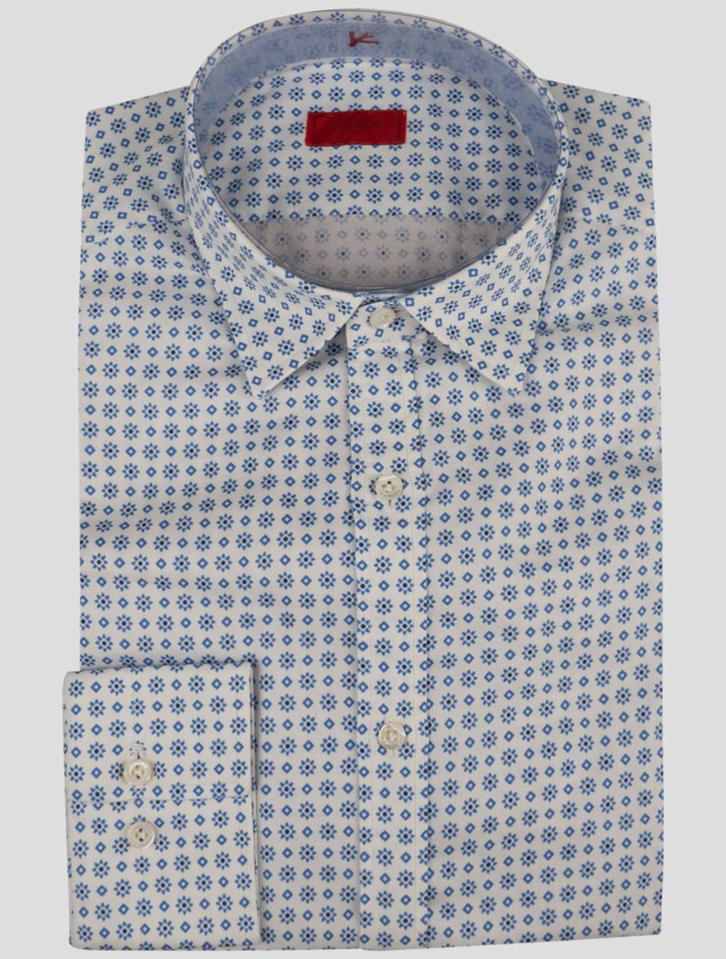 Isaia Light Blue White Cotton Shirt