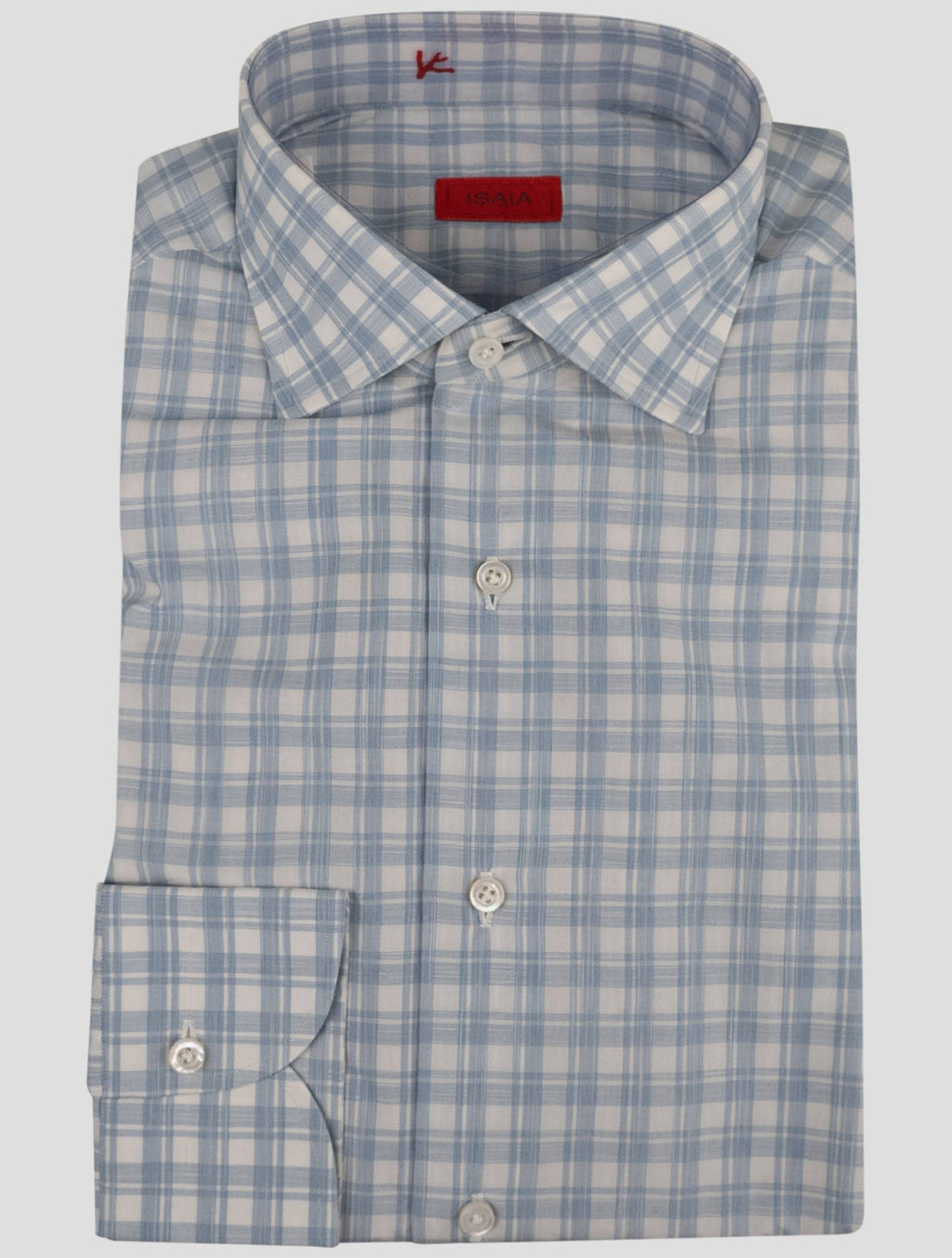 Isaia Light Blue White Cotton Shirt