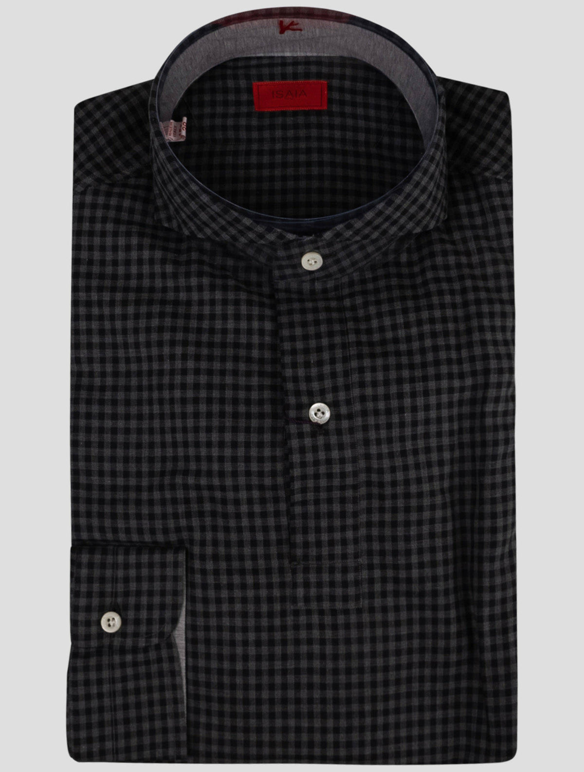 Isaia Black Gray Cotton Shirt
