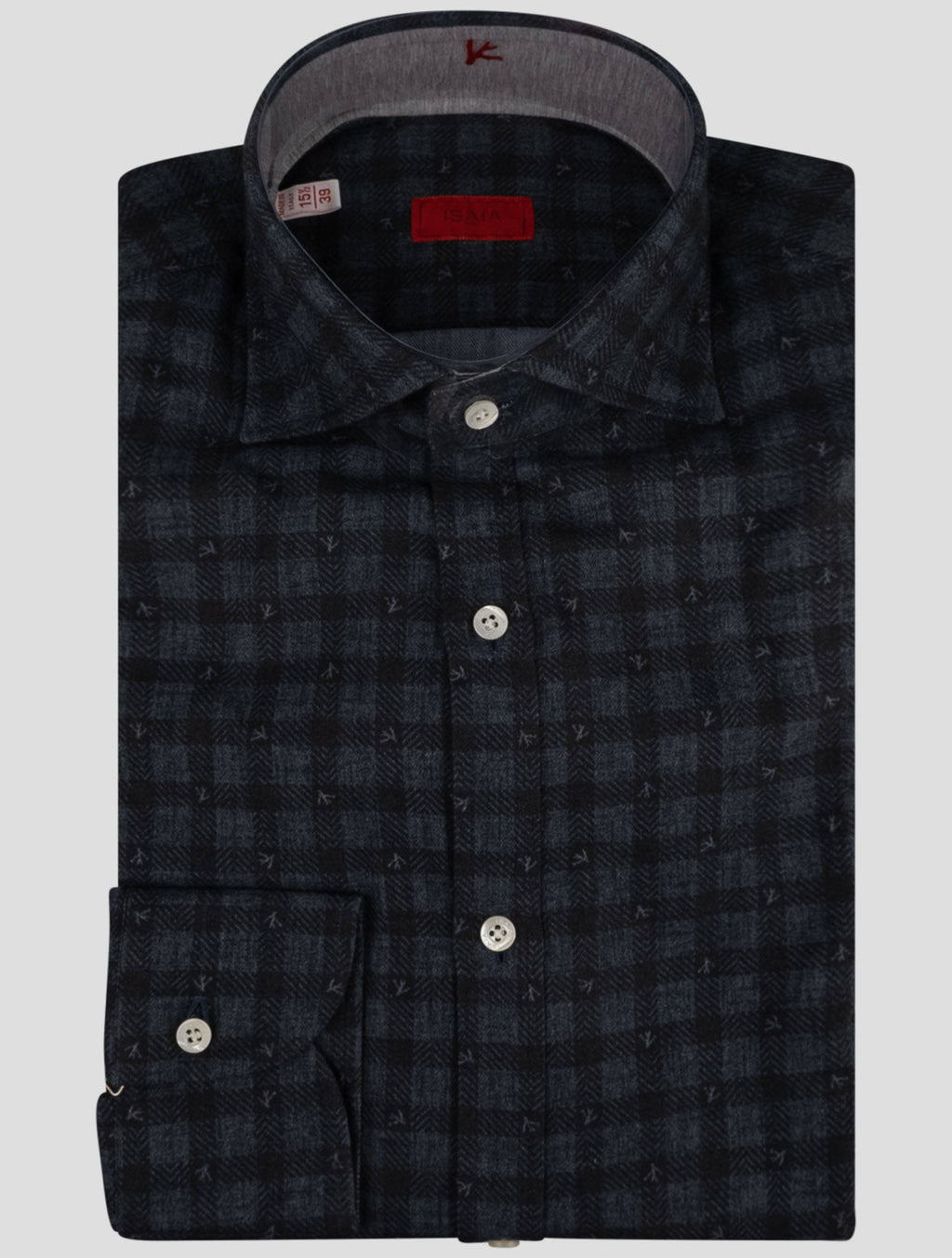 Isaia Gray Black Cotton Shirt