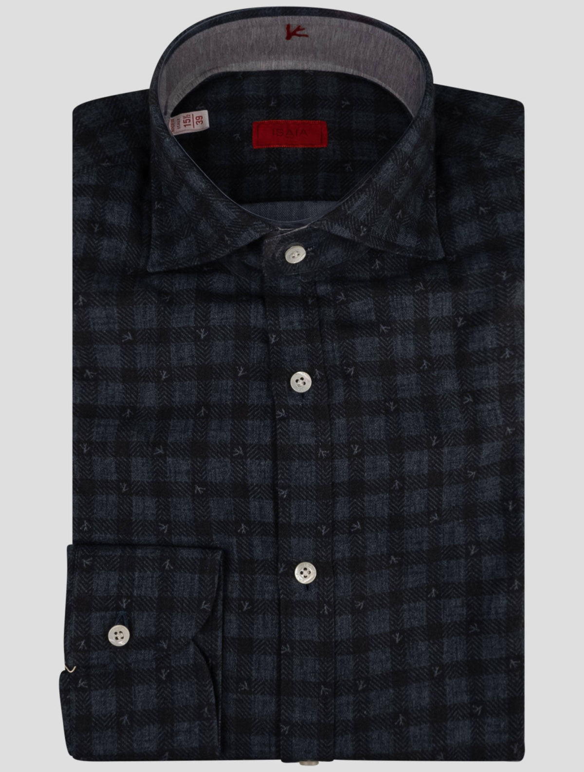 Isaia Gray Black Cotton Shirt