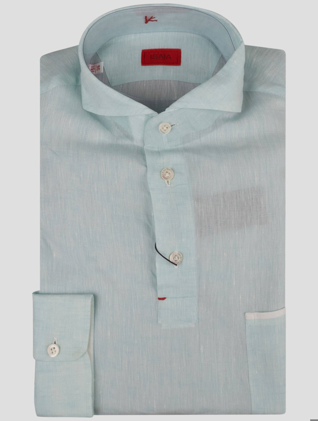 Isaia Light Blue Linen Sweater Polo