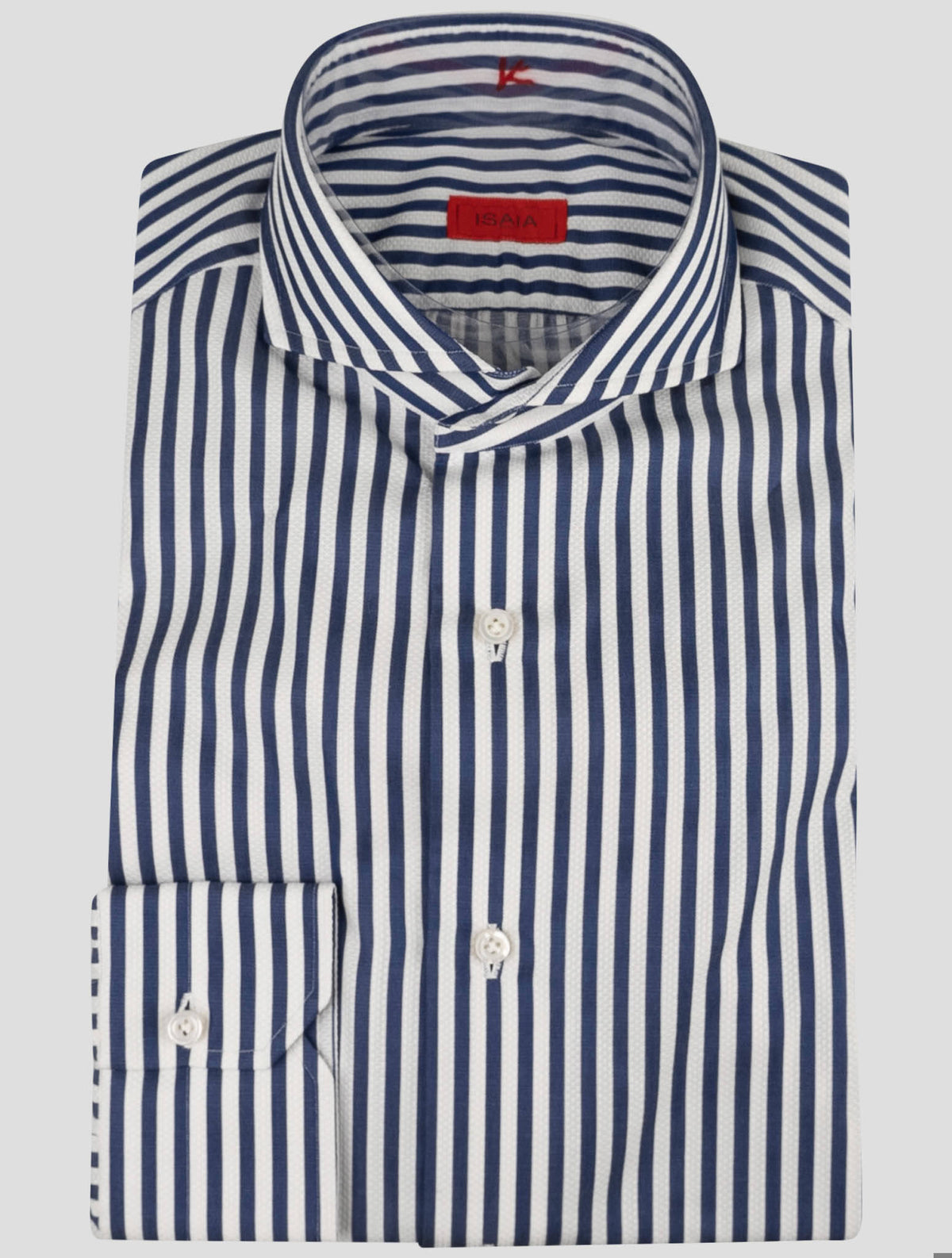 Isaia Blue White Cotton Shirt