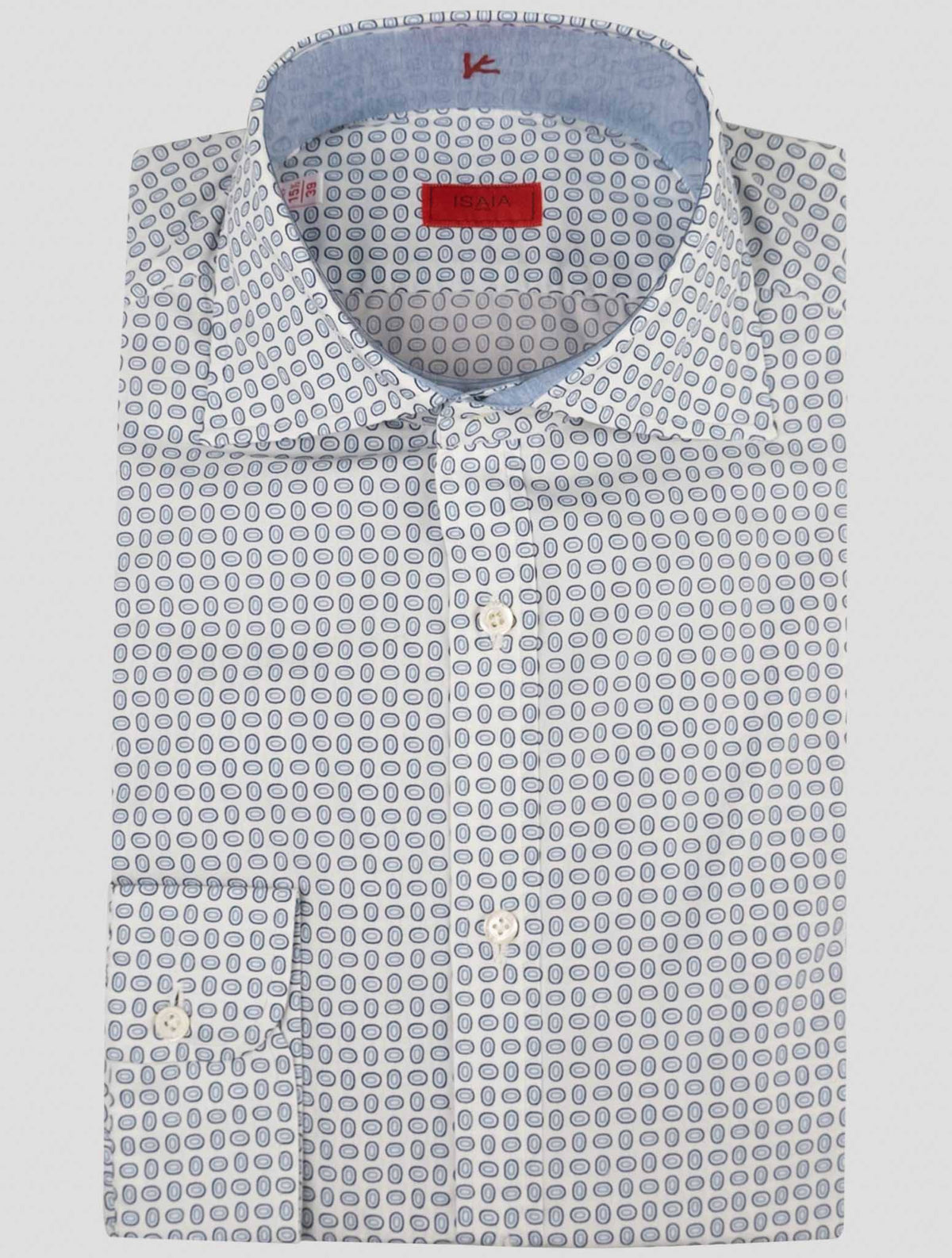 Isaia Blue White Cotton Shirt