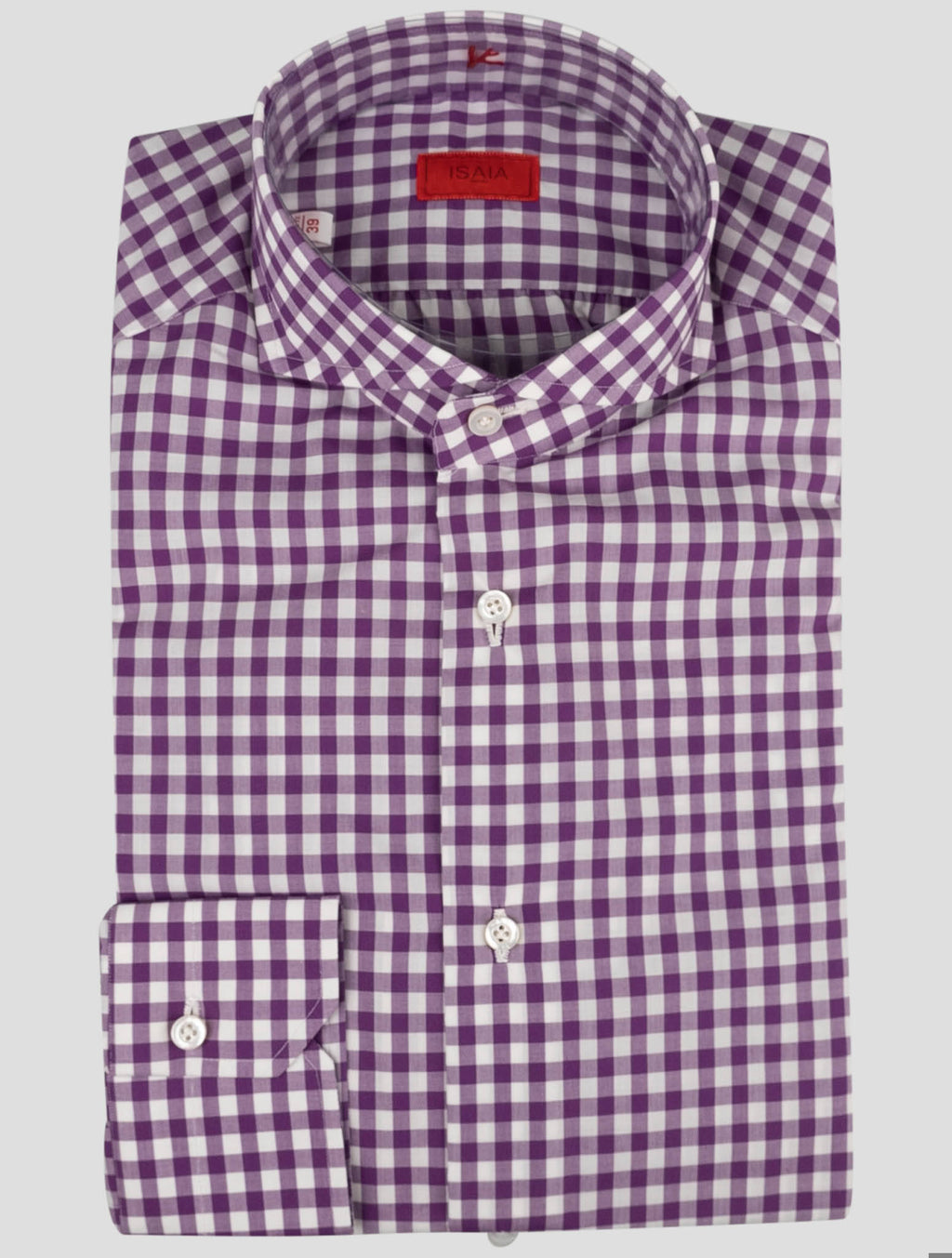 Isaia Violet White Cotton Shirt