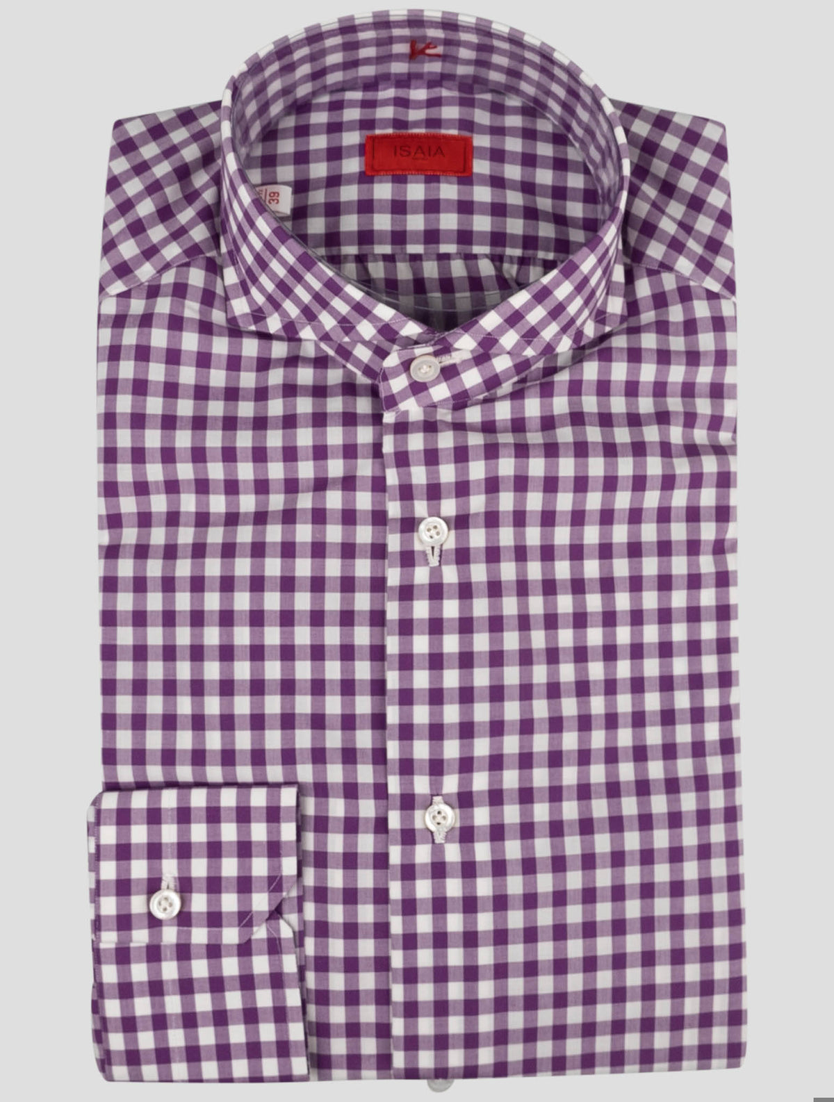 Isaia Violet White Cotton Shirt