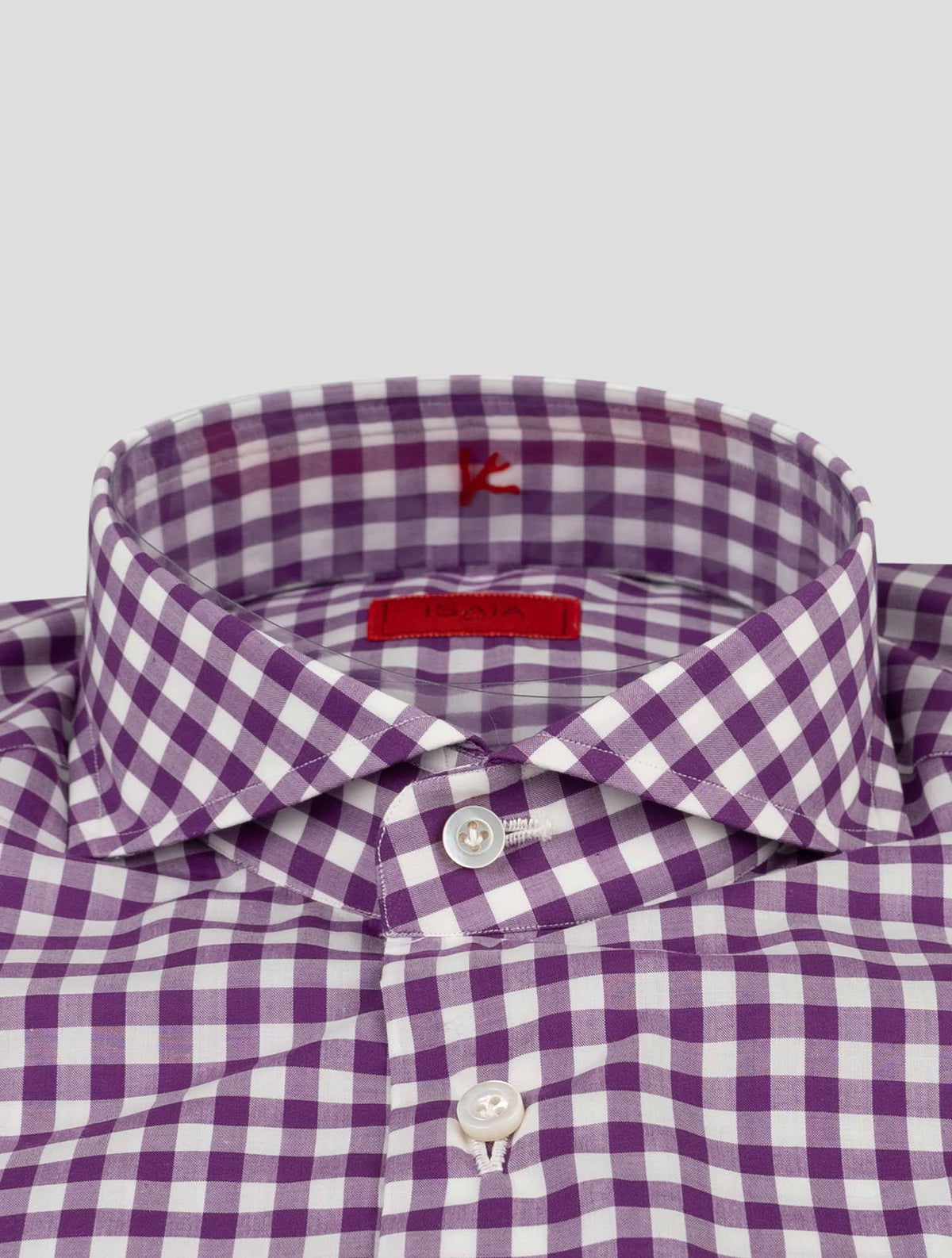 Isaia Isaia Violet White Cotton Shirt Violet / White 001