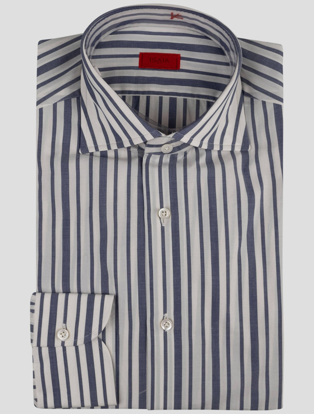 Isaia White Blue Cotton Shirt