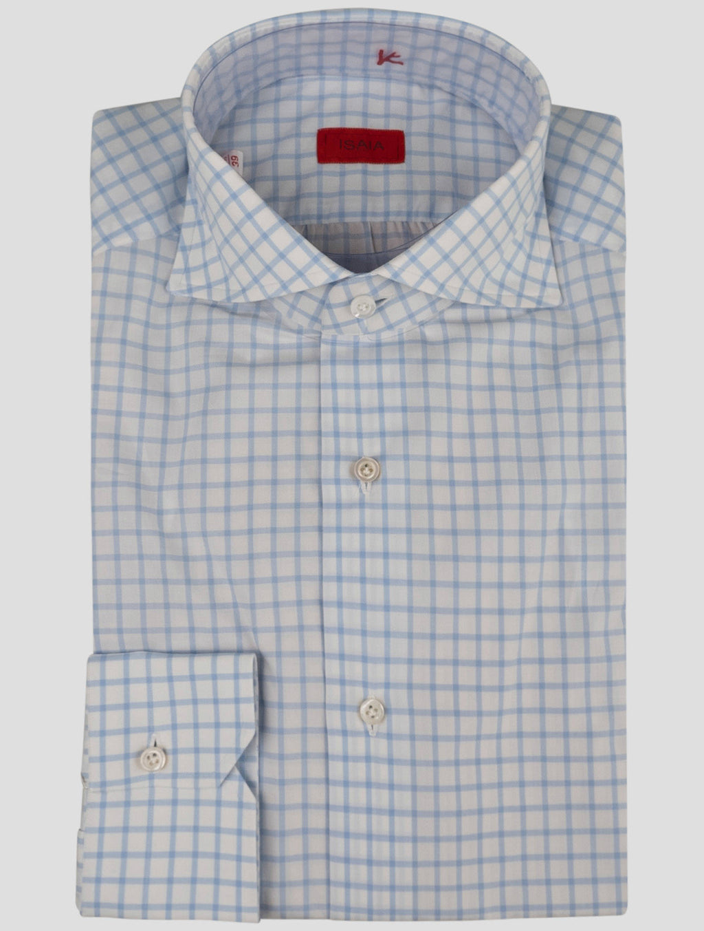 Isaia Light Blue White Cotton Shirt