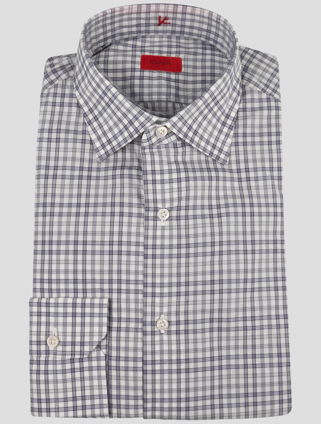 Isaia Blue White Cotton Shirt
