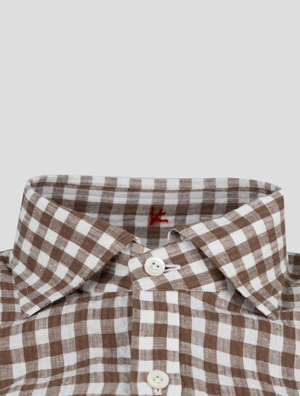 Isaia Isaia Brown White Linen Shirt Brown / White 001