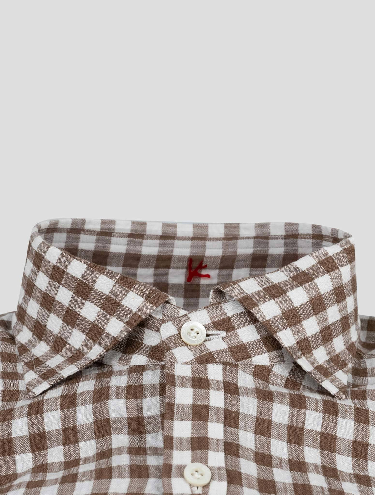 Isaia Isaia Brown White Linen Shirt Brown / White 001